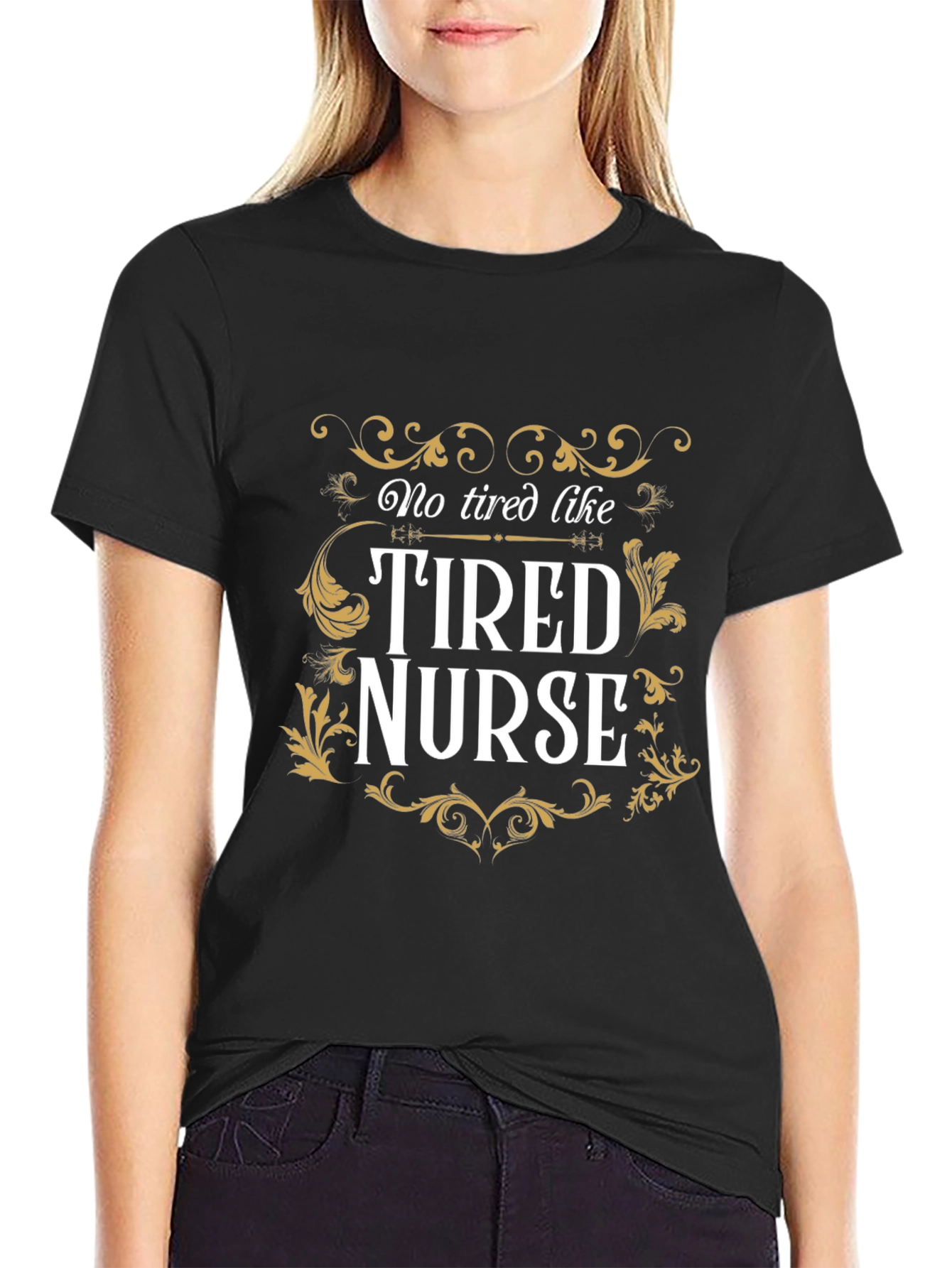 Tired Nurse Graphic Tee - Black