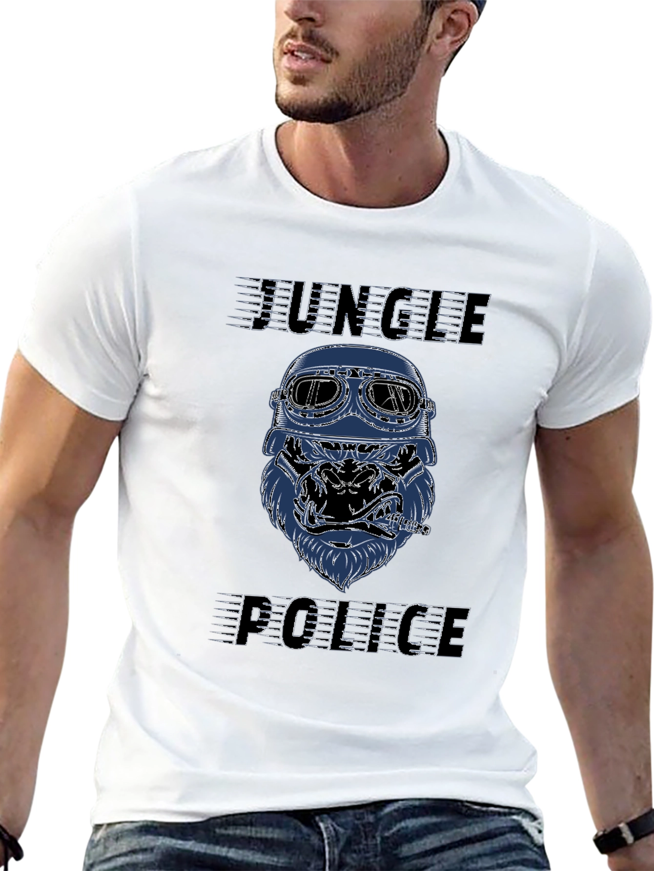 Jungle Police Graphic T-Shirt - Cool Gorilla Design