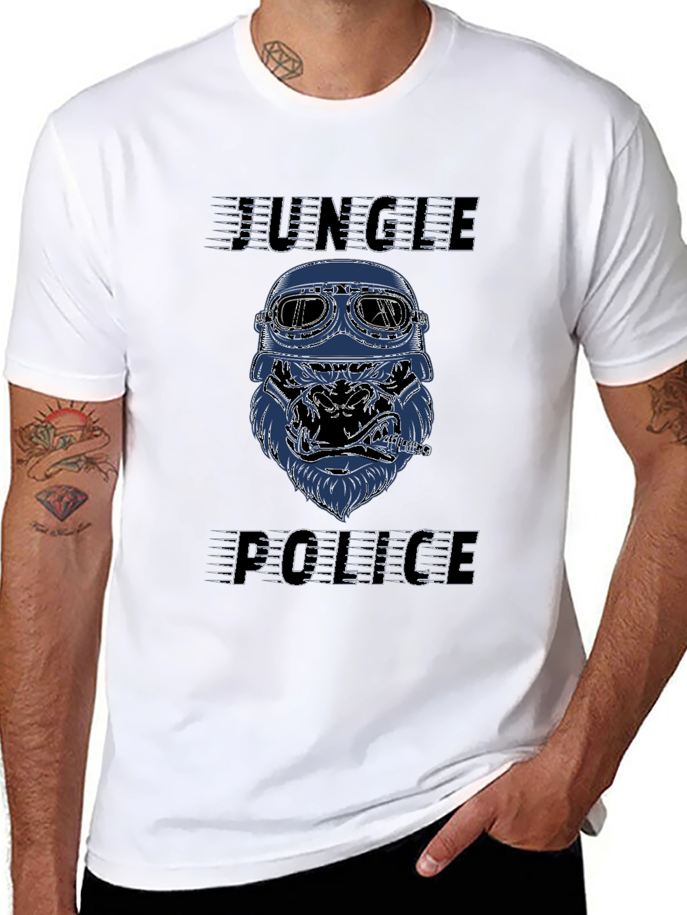 Jungle Police Graphic T-Shirt - Cool Gorilla Design