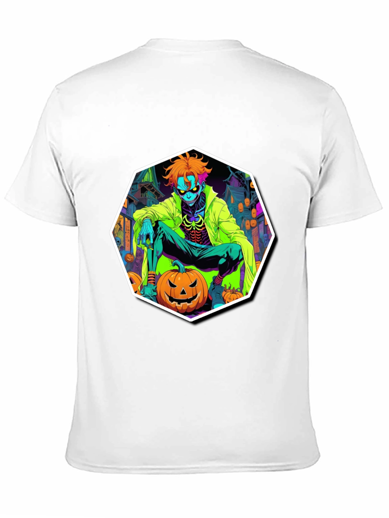 Halloween Pumpkin Zombie Graphic Tee - Black