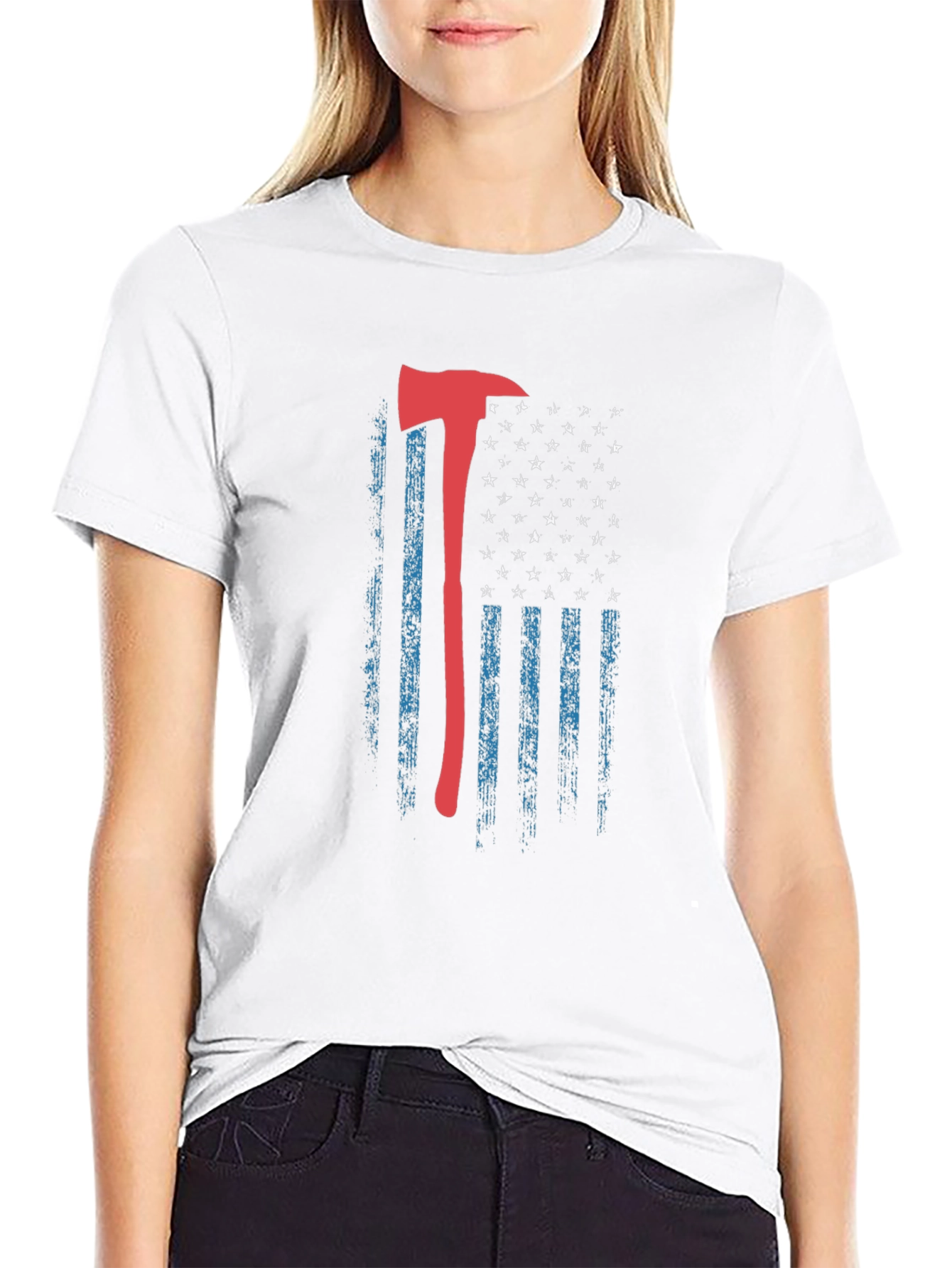 Firefighter Axe American Flag T-Shirt