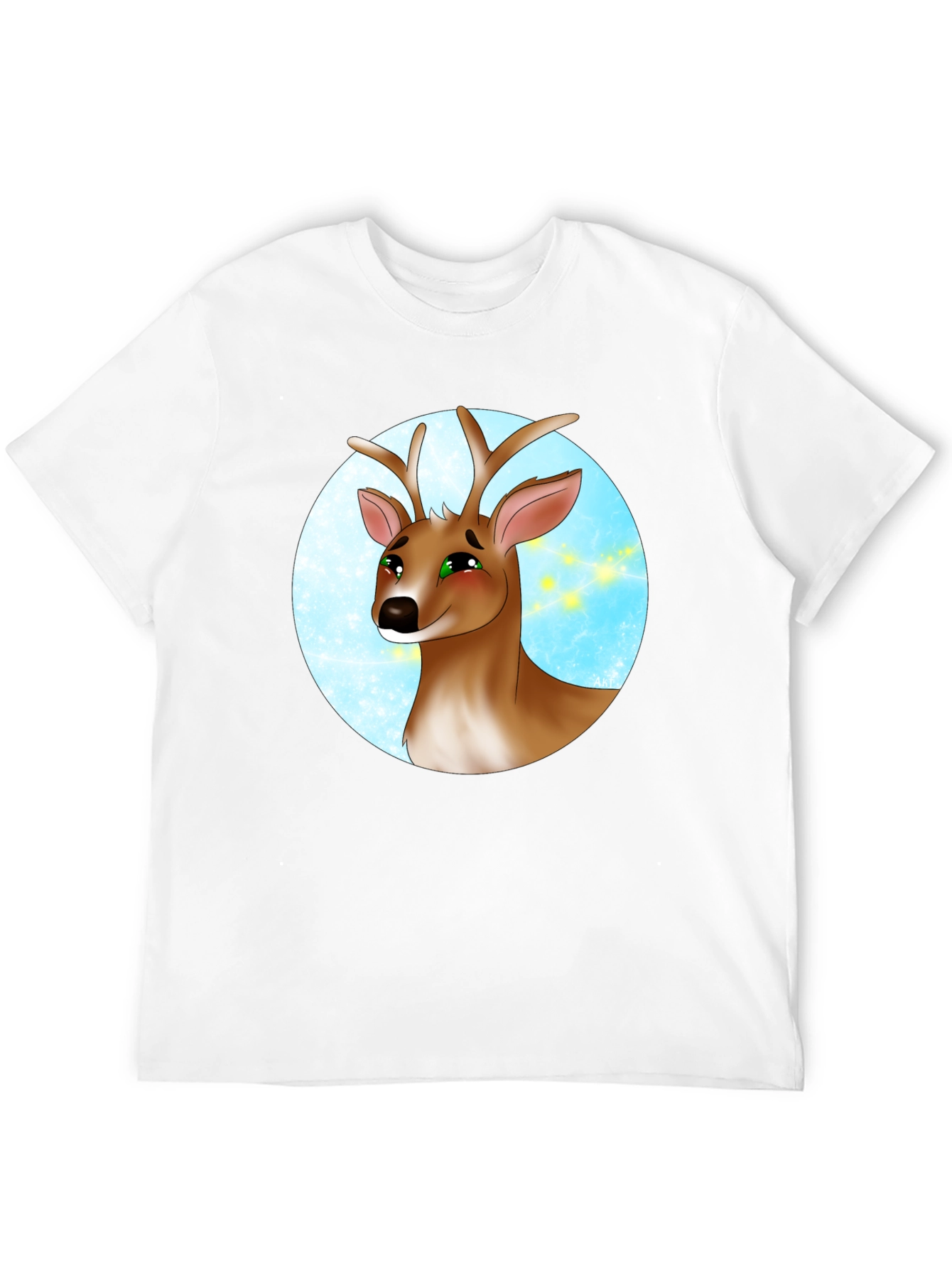Deer Cartoon Graphic Print Black T-Shirt