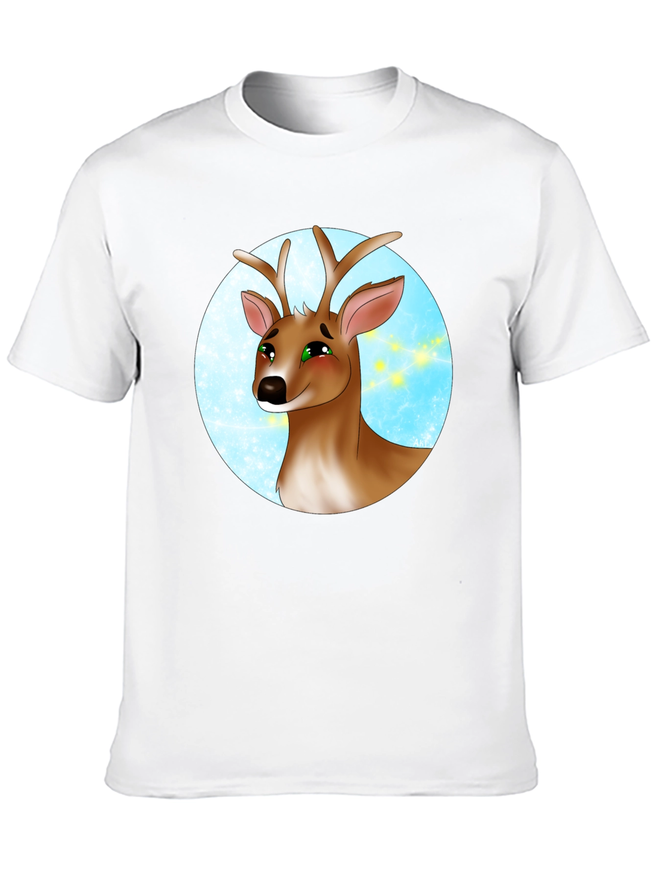 Deer Cartoon Graphic Print Black T-Shirt