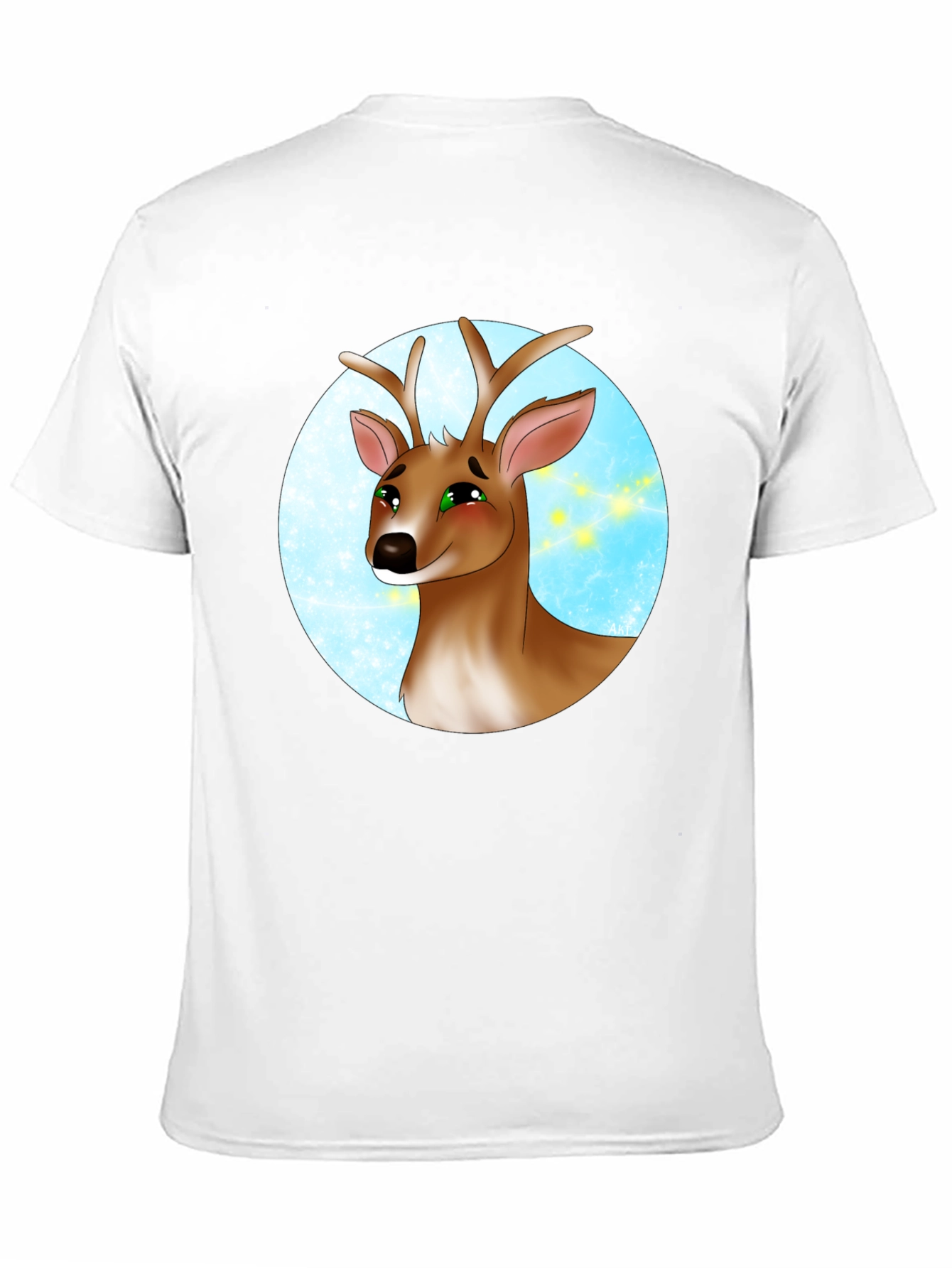 Deer Cartoon Graphic Print Black T-Shirt