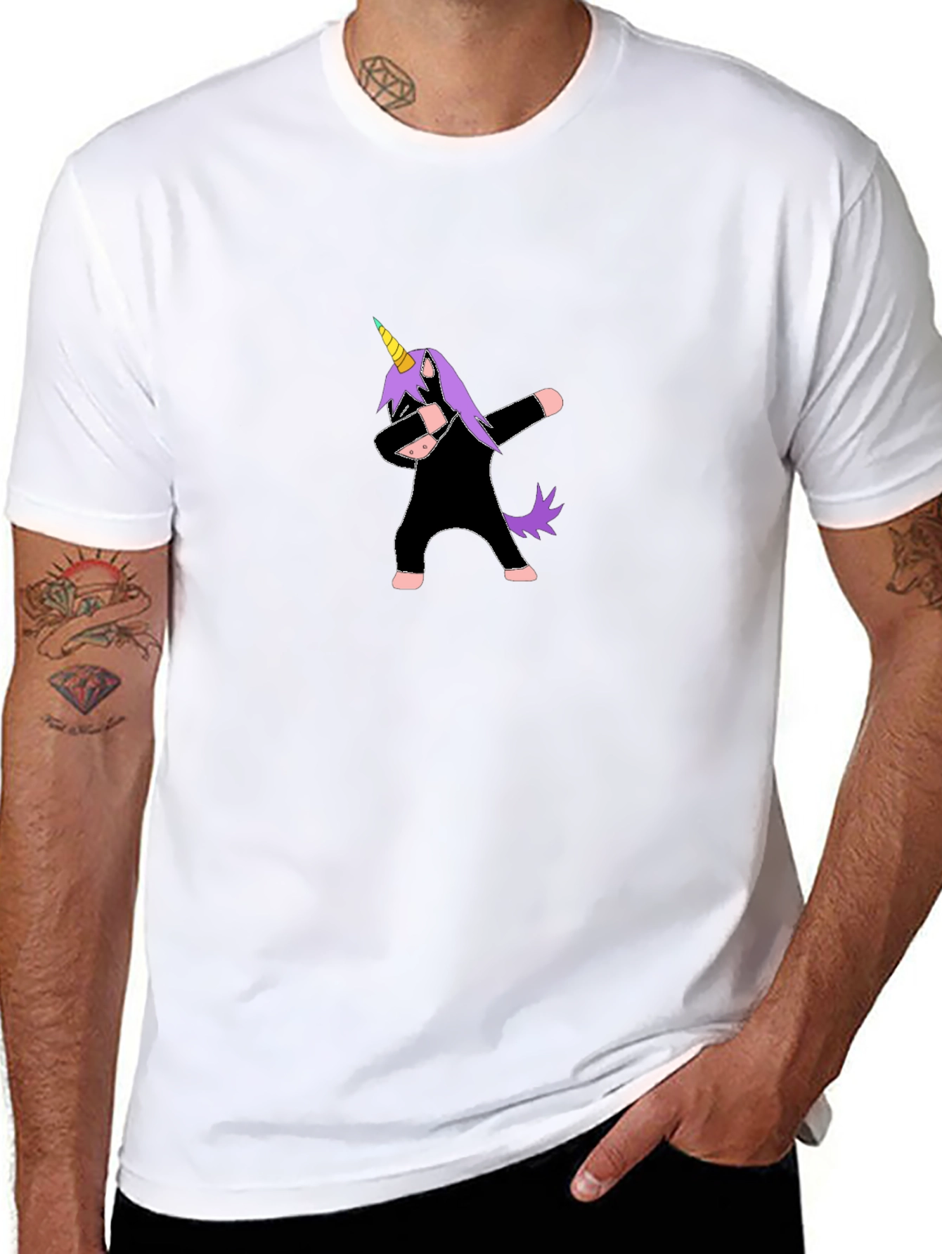 Dabbing Unicorn Black T-Shirt