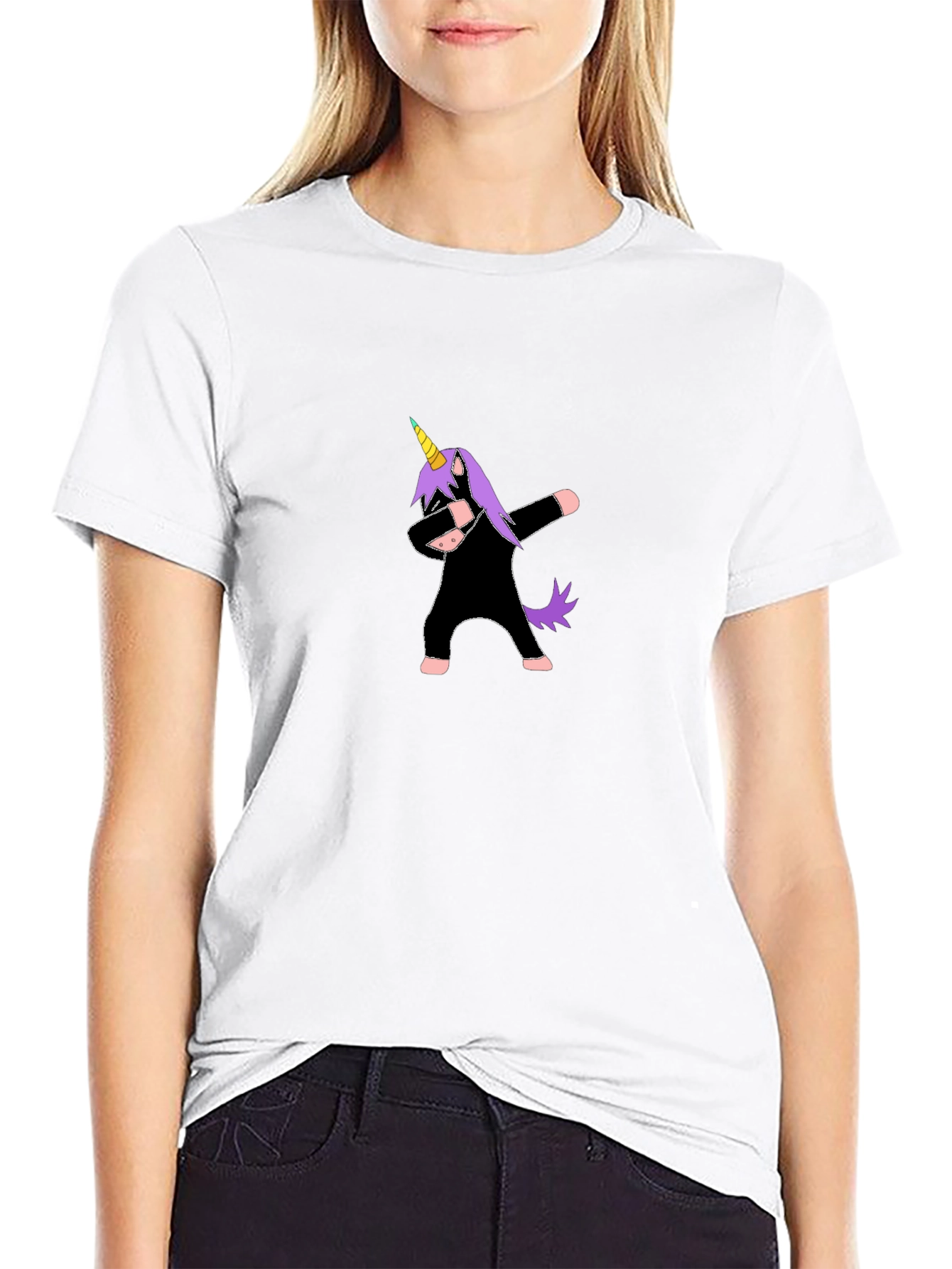 Dabbing Unicorn Black T-Shirt