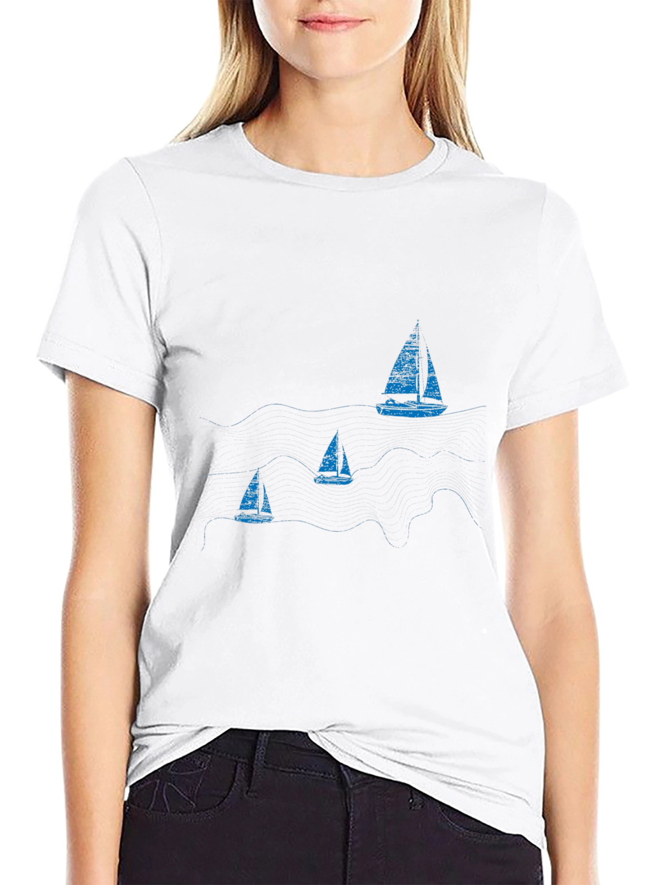 Nautical Sailboat Graphic Black T-Shirt