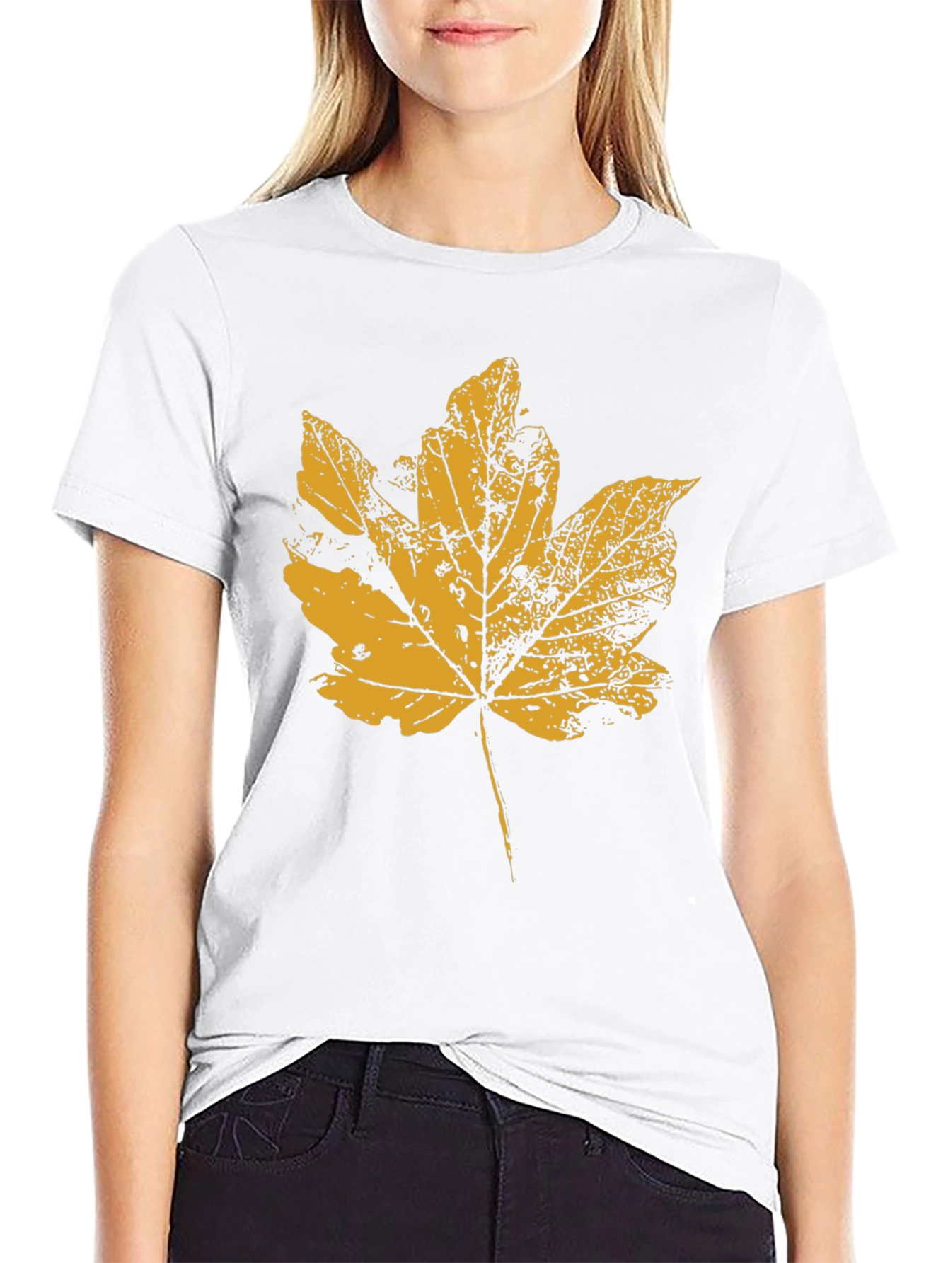 Autumn Leaf Graphic T-Shirt - Black Casual Tee