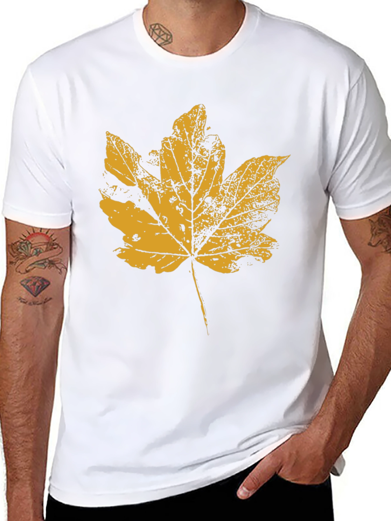 Autumn Leaf Graphic T-Shirt - Black Casual Tee