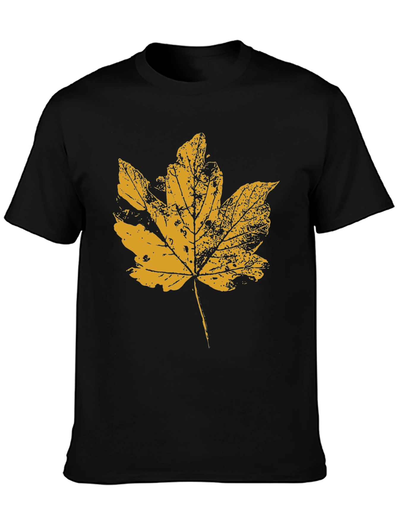 Autumn Leaf Graphic T-Shirt - Black Casual Tee