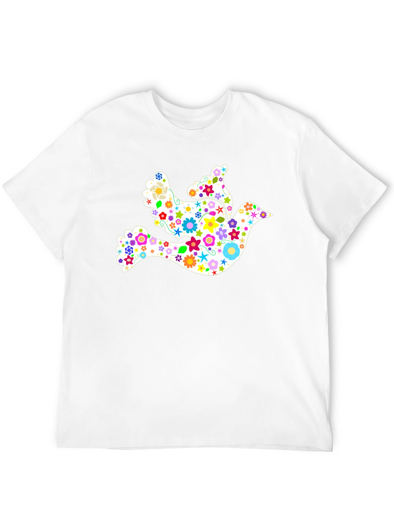 Floral Dove Graphic Black T-Shirt