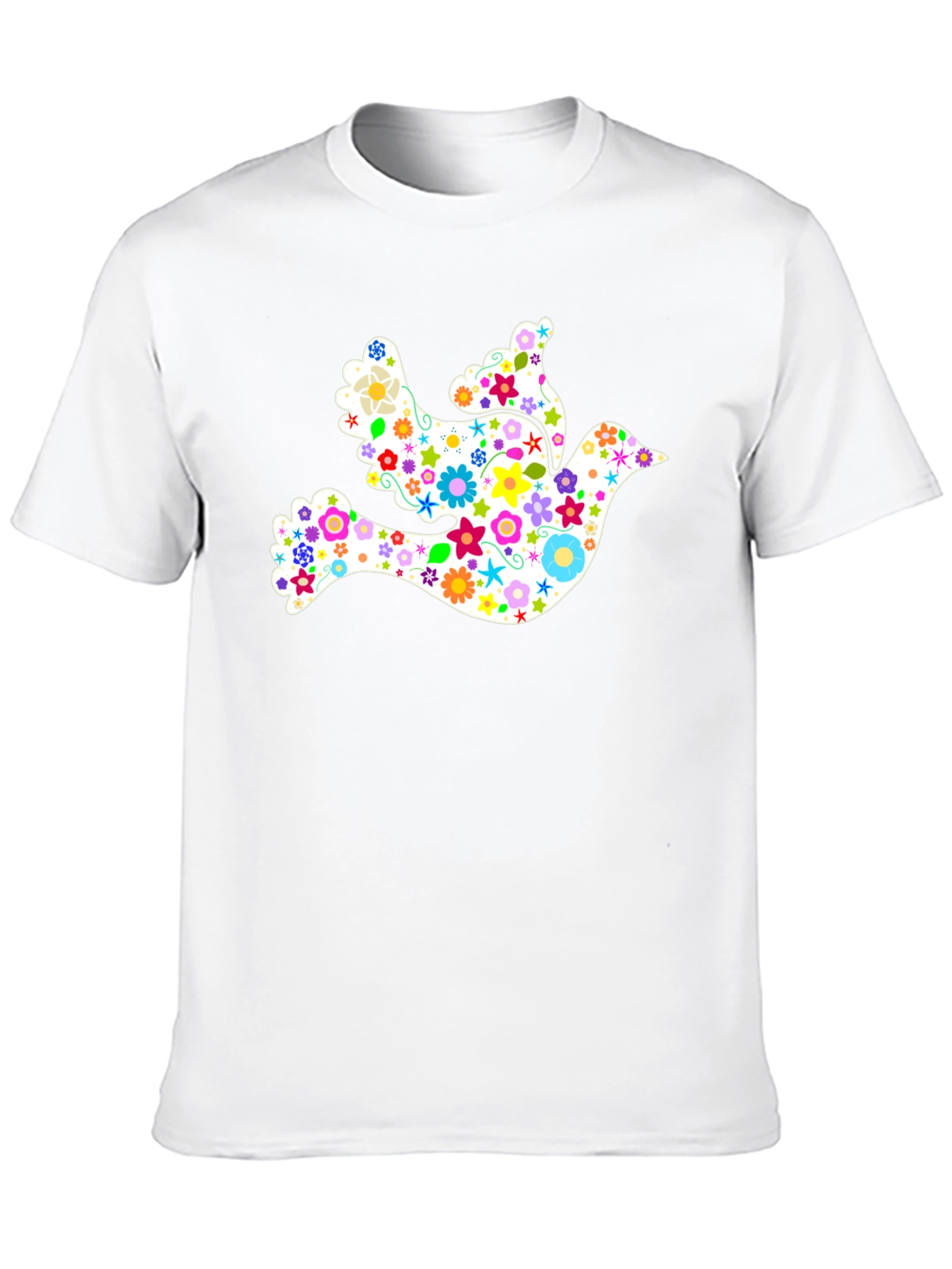Floral Dove Graphic Black T-Shirt