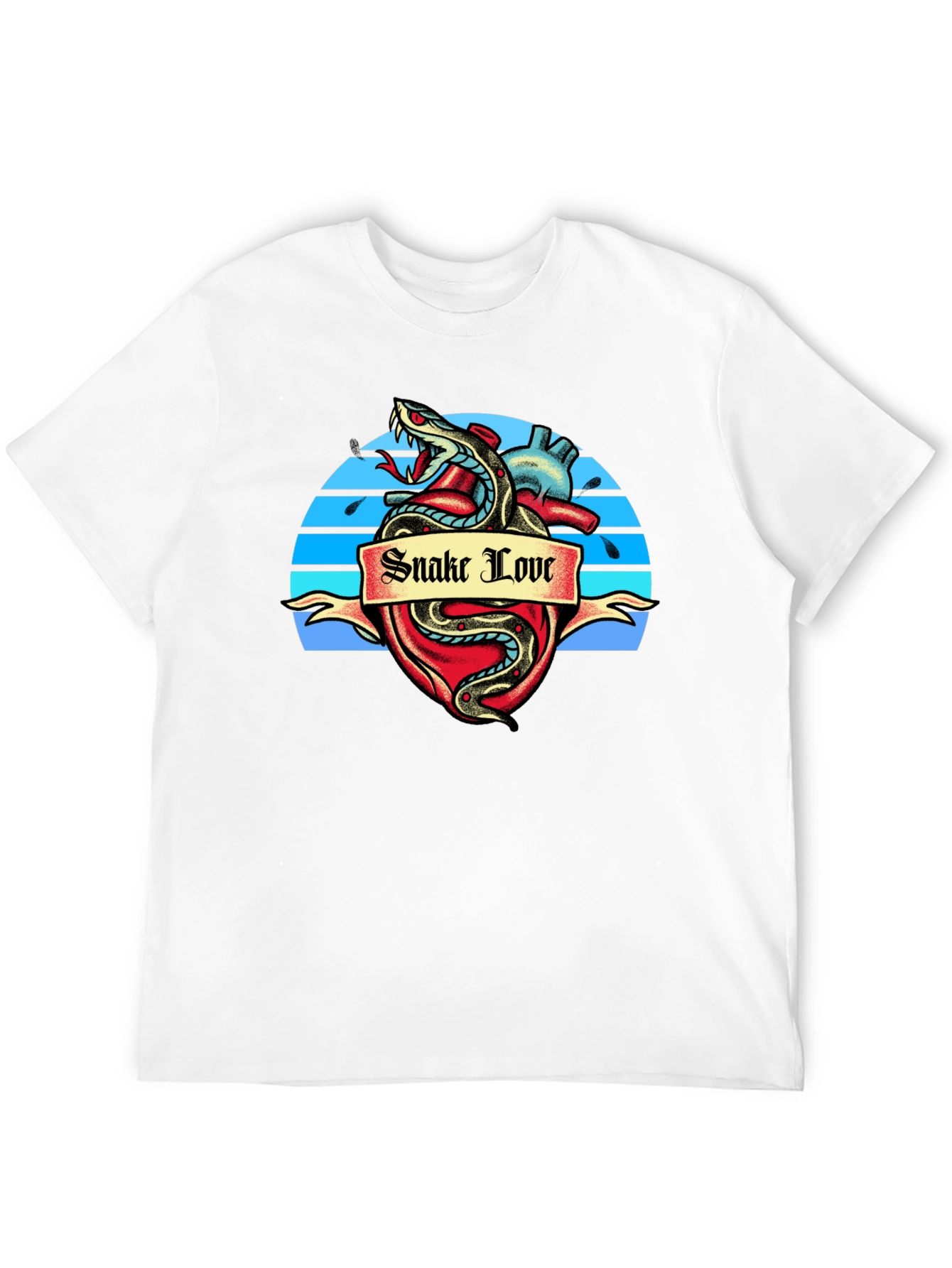 Snake Love Heart Graphic Tee - Black T-Shirt