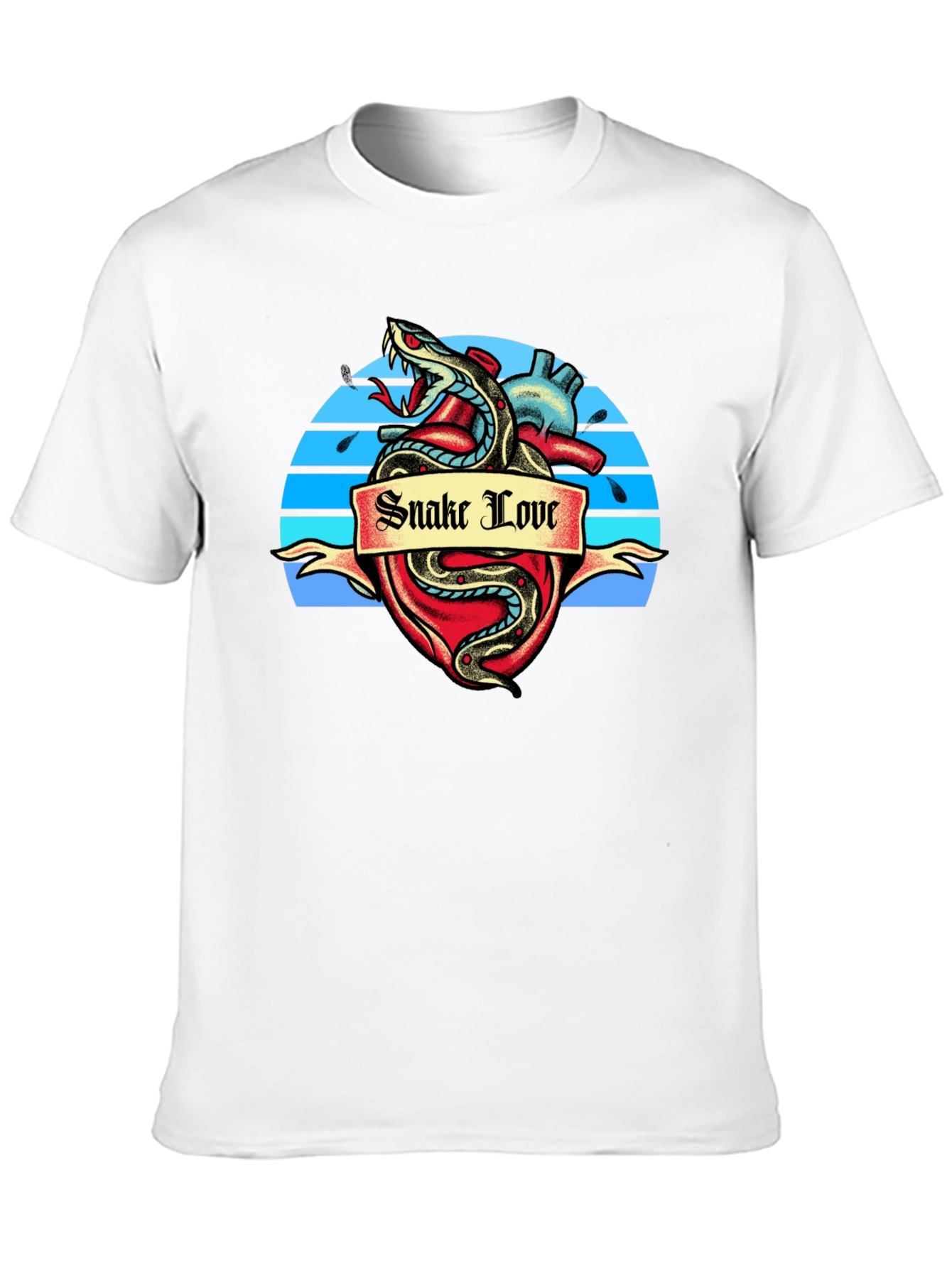 Snake Love Heart Graphic Tee - Black T-Shirt