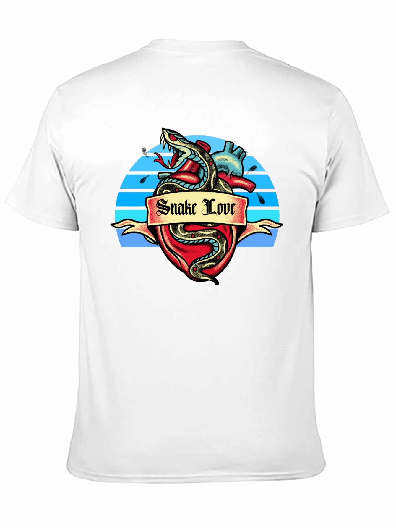 Snake Love Heart Graphic Tee - Black T-Shirt