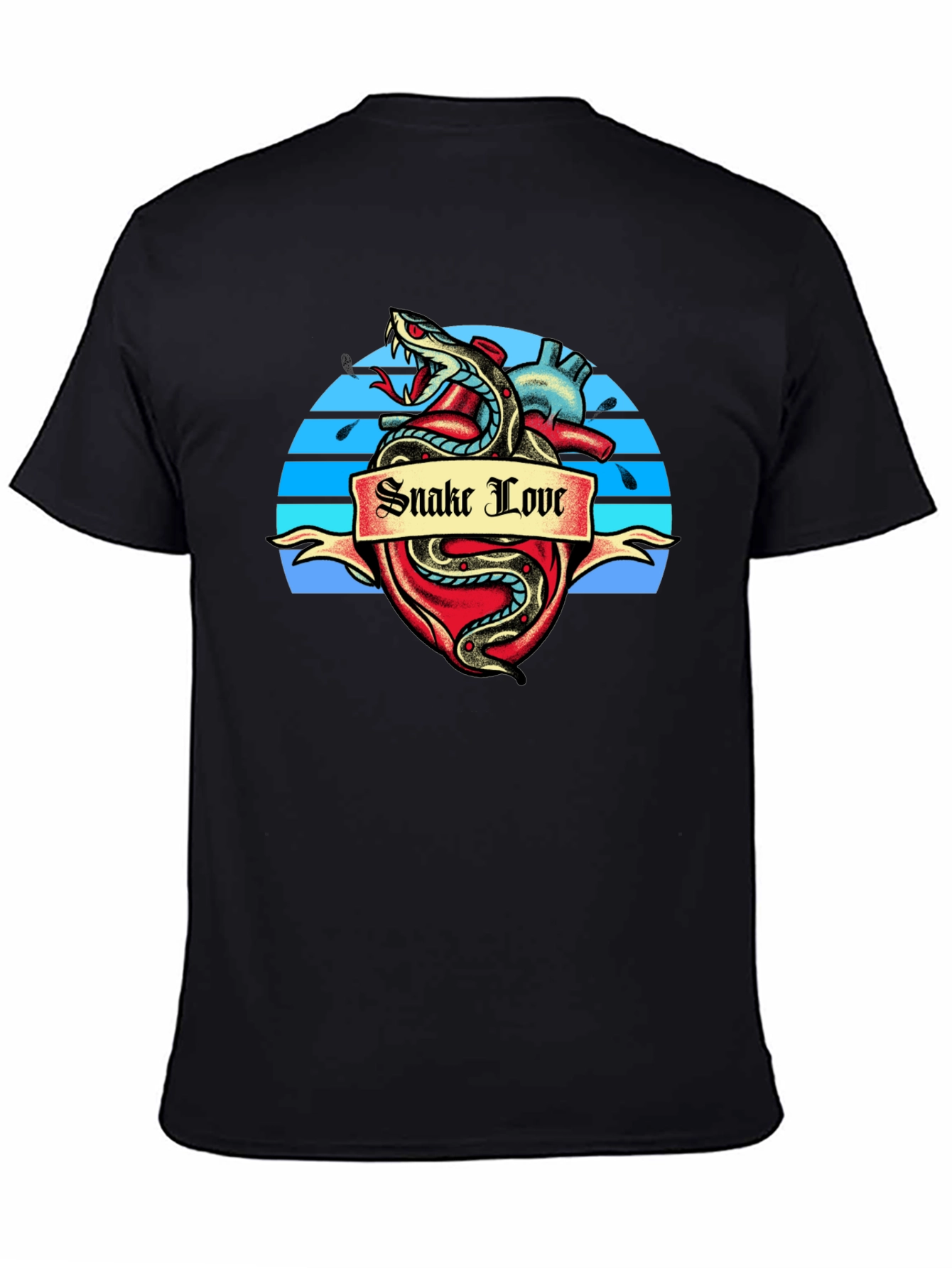 Snake Love Heart Graphic Tee - Black T-Shirt