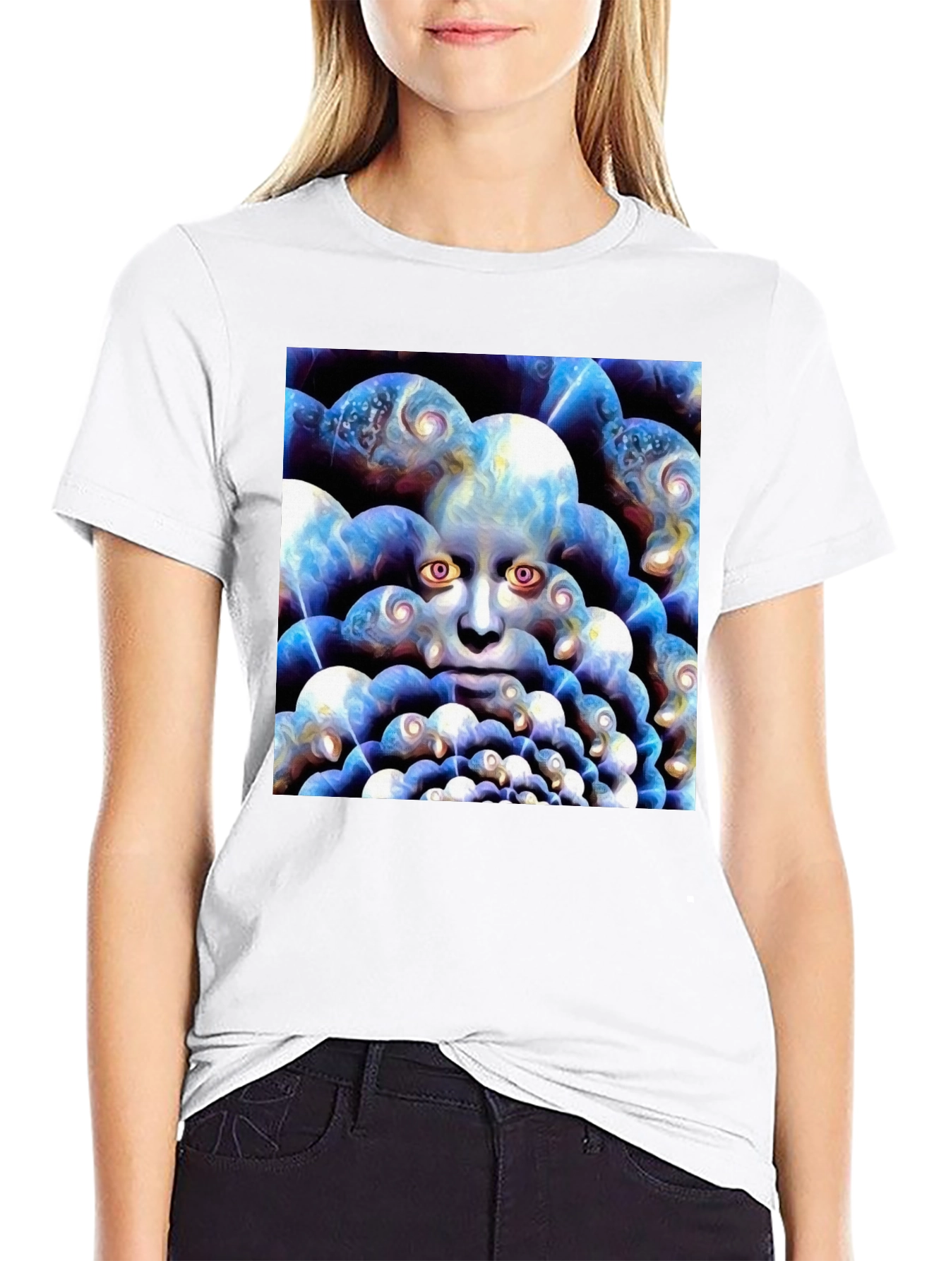 Surreal Face Graphic Black T-Shirt