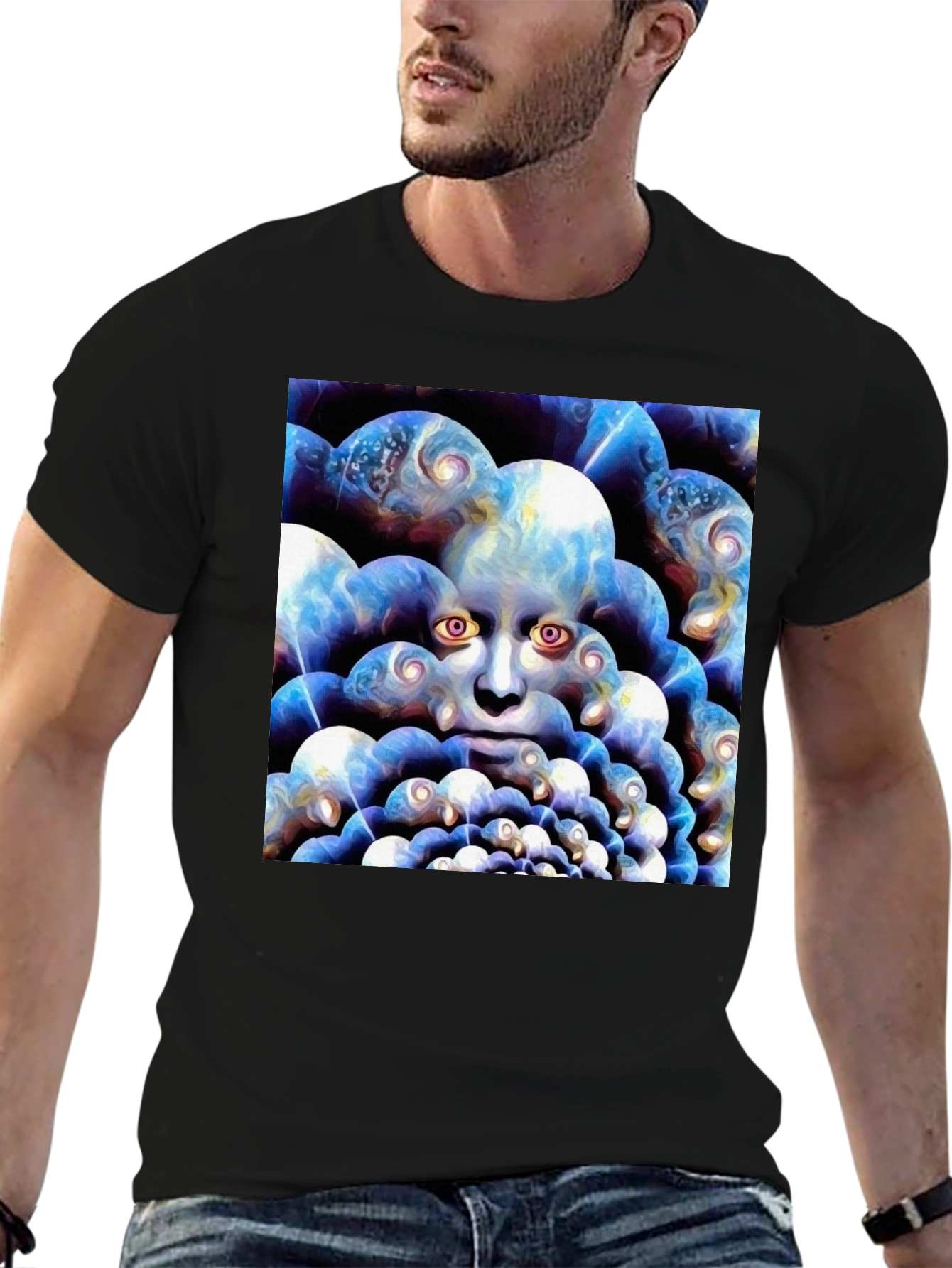 Surreal Face Graphic Black T-Shirt