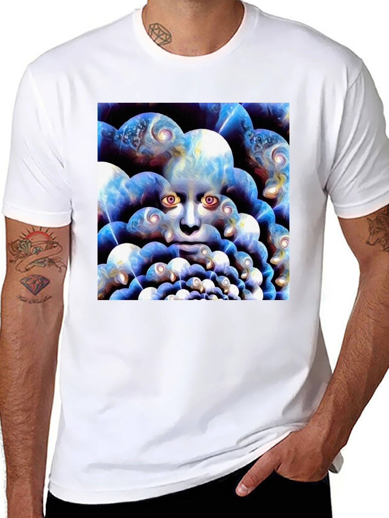 Surreal Face Graphic Black T-Shirt