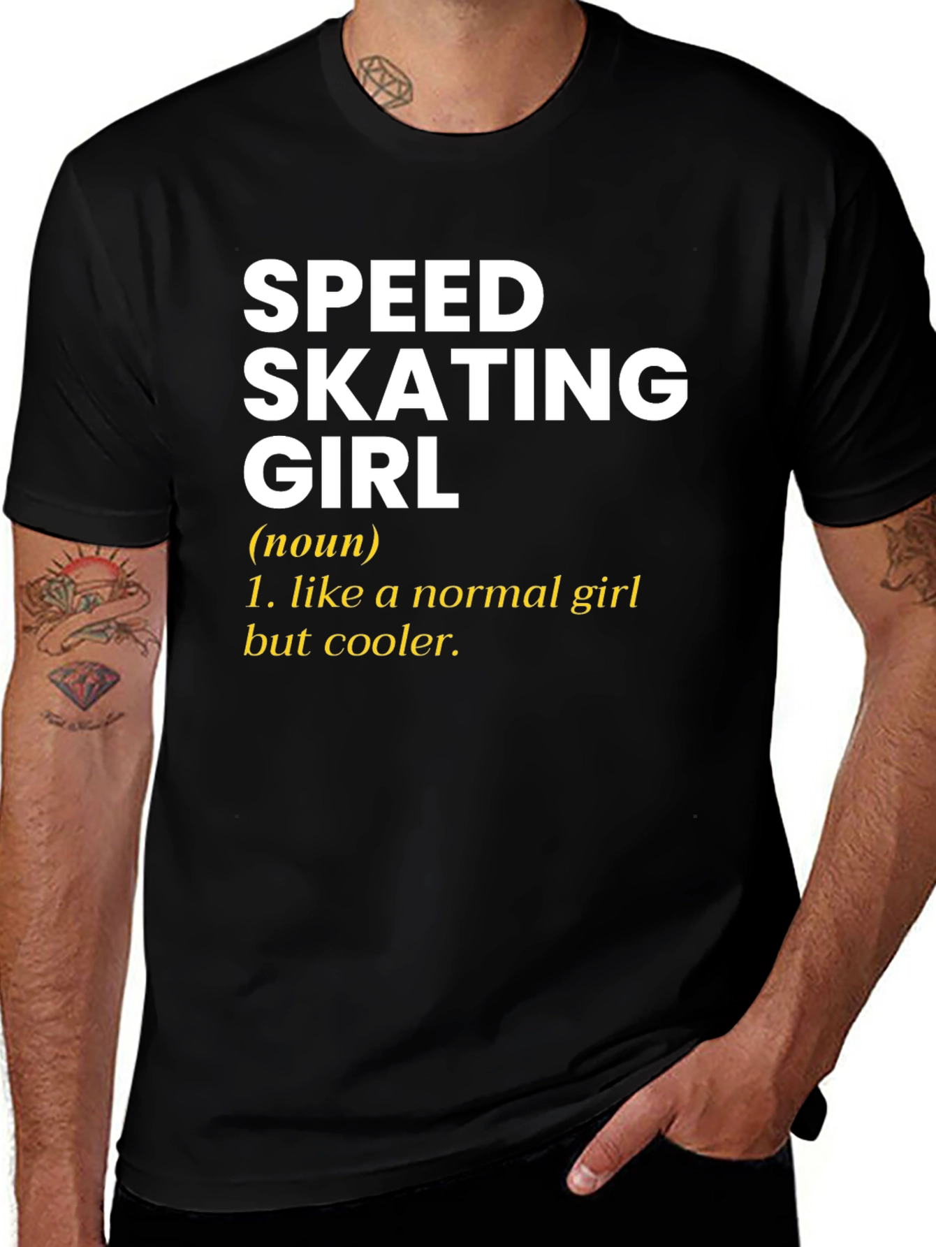 Speed Skating Girl T-Shirt - Black Cotton Tee