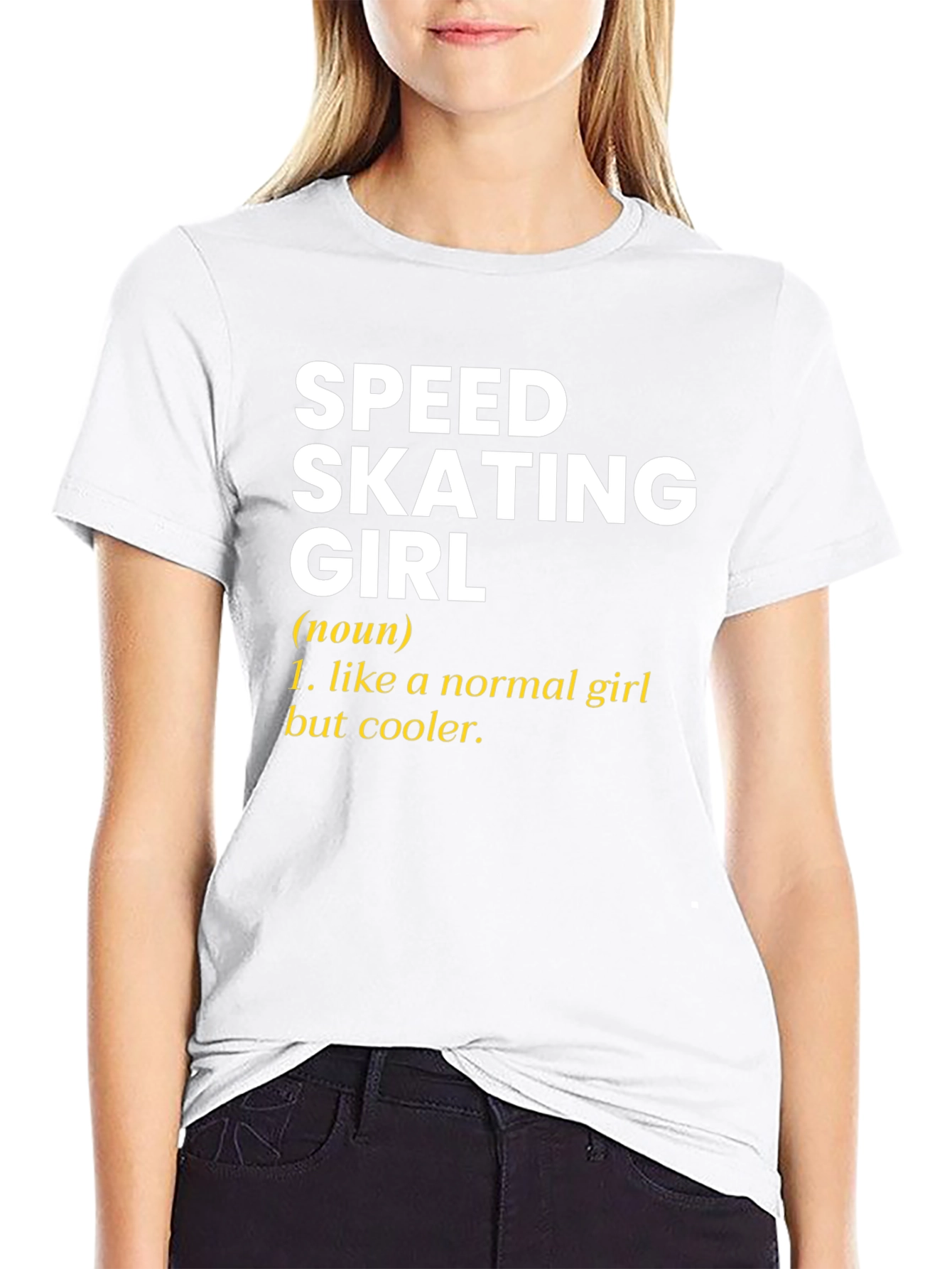 Speed Skating Girl T-Shirt - Black Cotton Tee