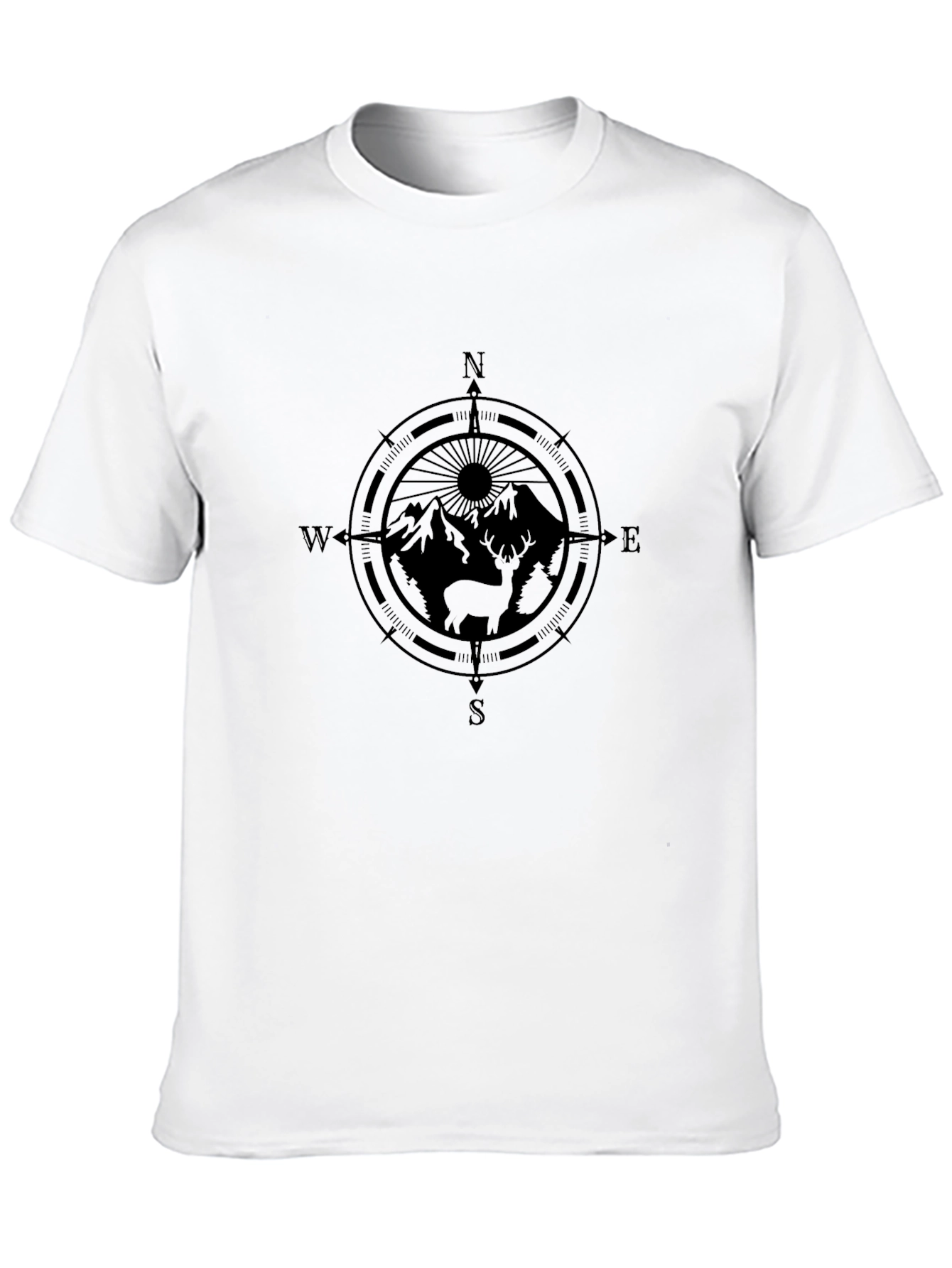 Compass & Mountain Graphic Black T-Shirt