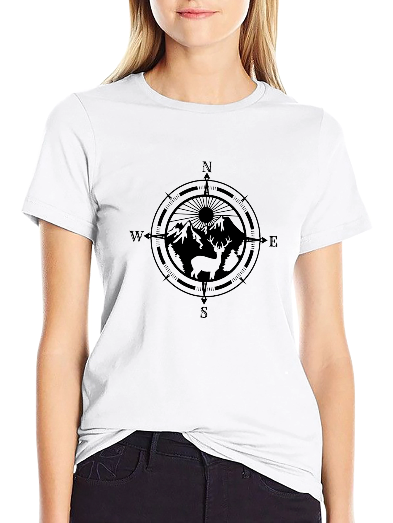 Compass & Mountain Graphic Black T-Shirt