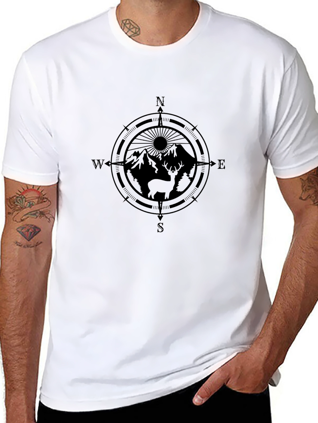 Compass & Mountain Graphic Black T-Shirt