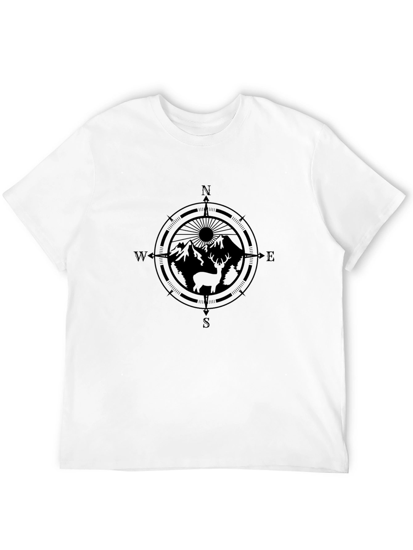 Compass & Mountain Graphic Black T-Shirt