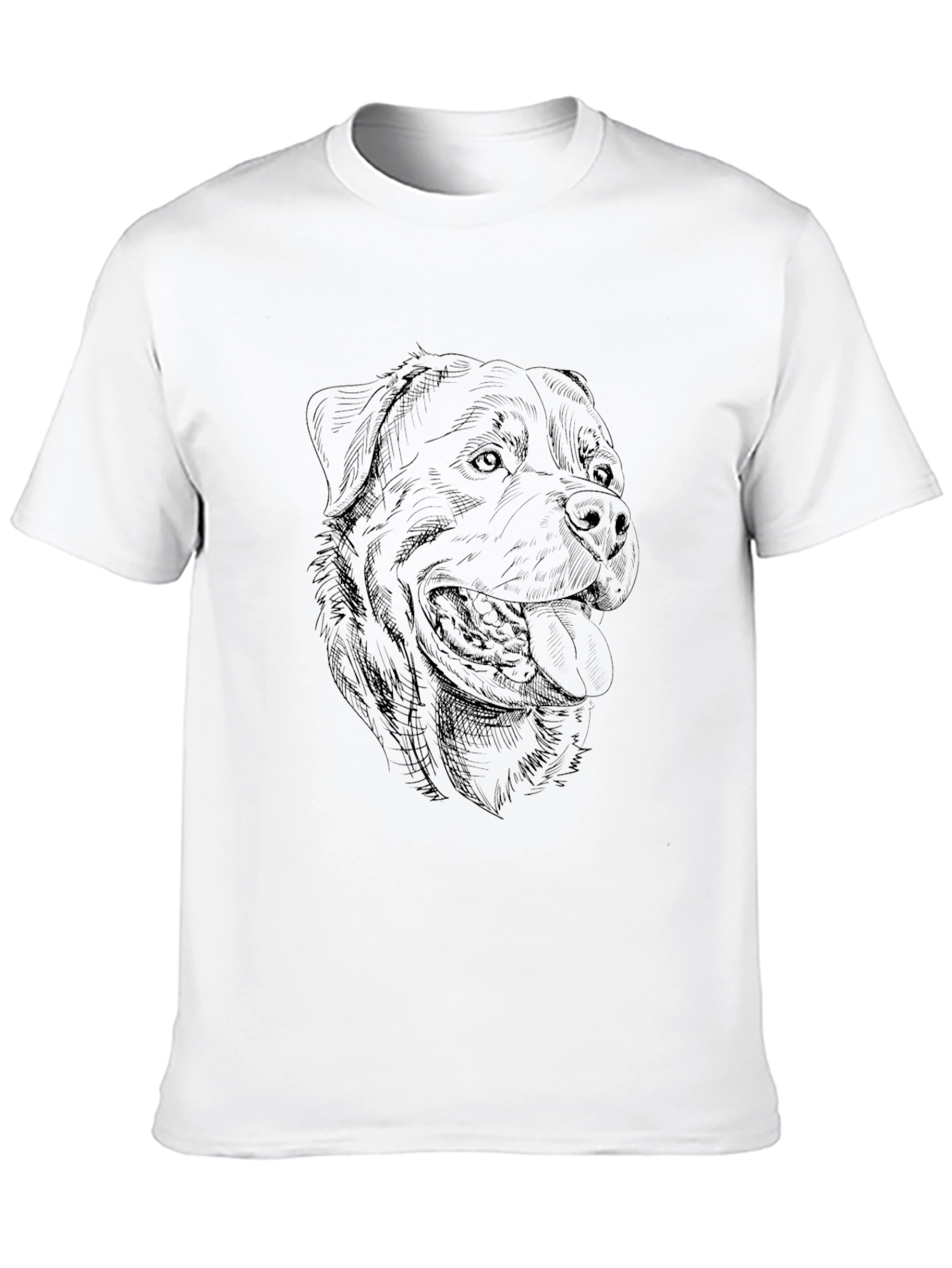 Dog Sketch Graphic Tee - Black Cotton T-Shirt