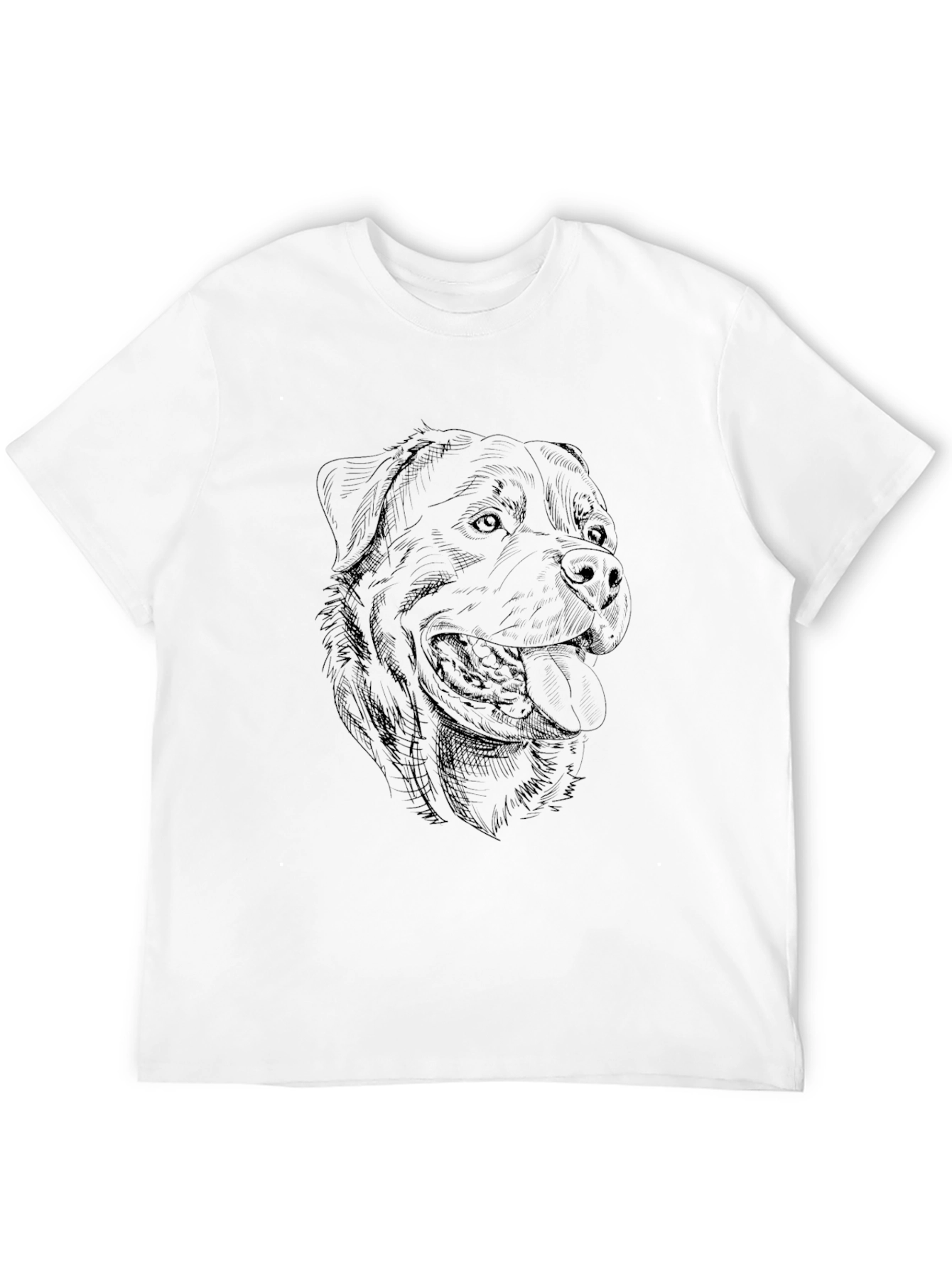 Dog Sketch Graphic Tee - Black Cotton T-Shirt