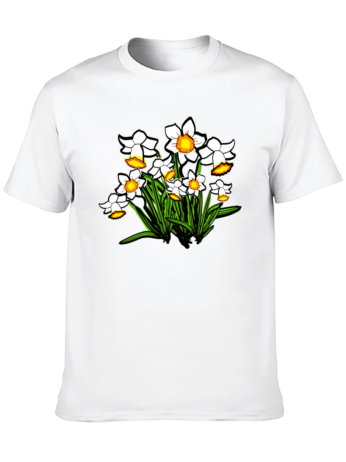 Floral Daffodil Graphic Print Black T-Shirt