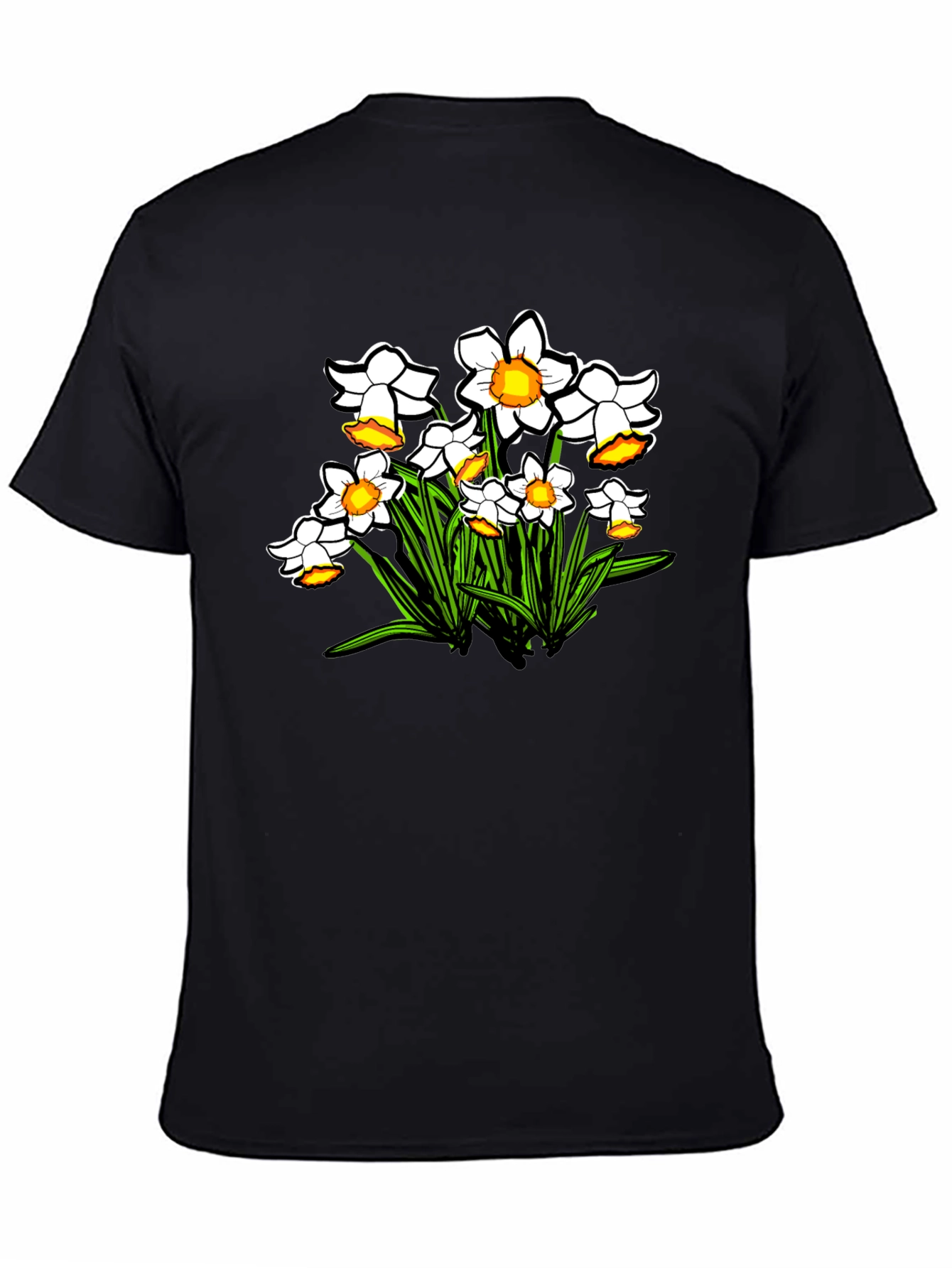 Floral Daffodil Graphic Print Black T-Shirt
