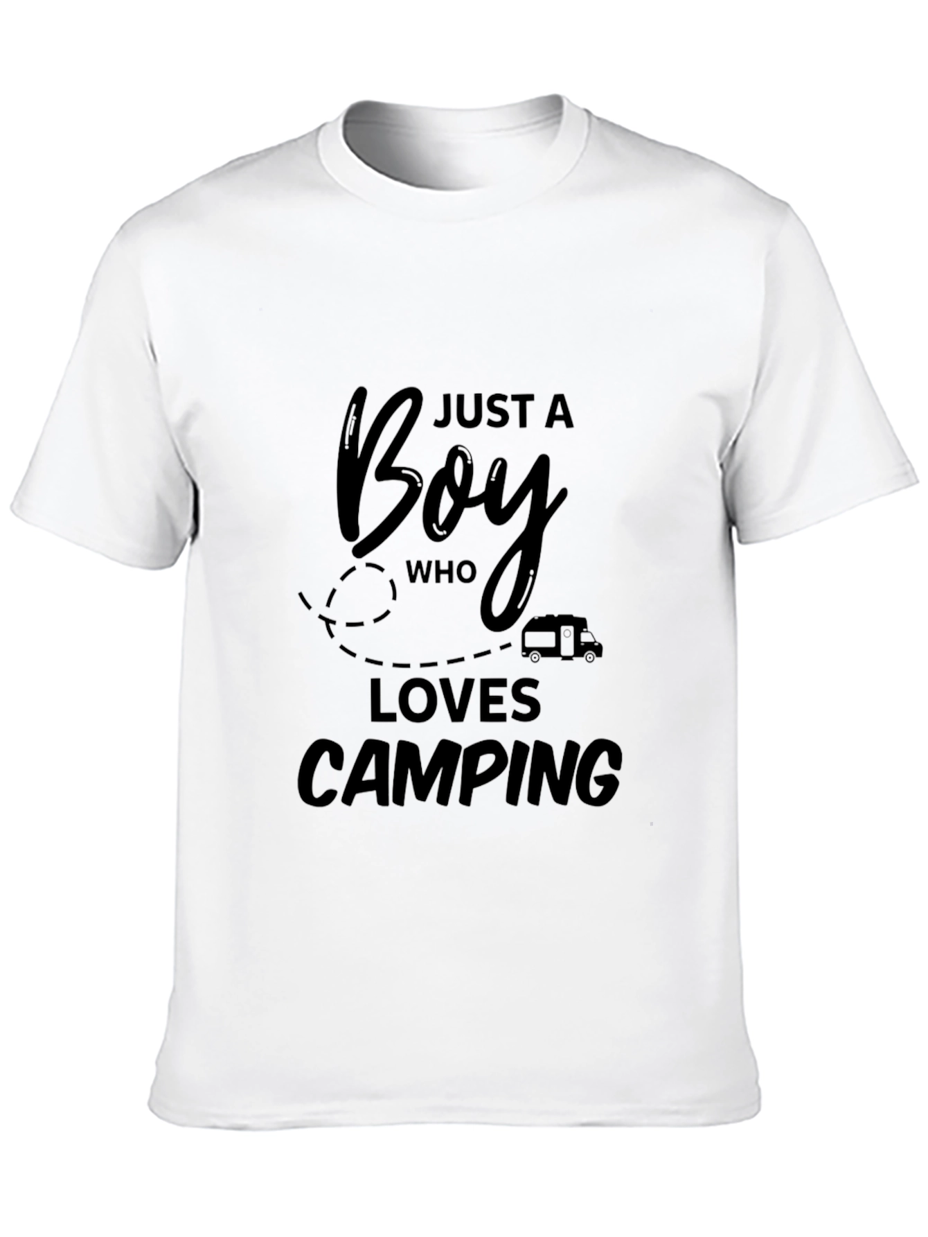 Boy Who Loves Camping Black T-Shirt