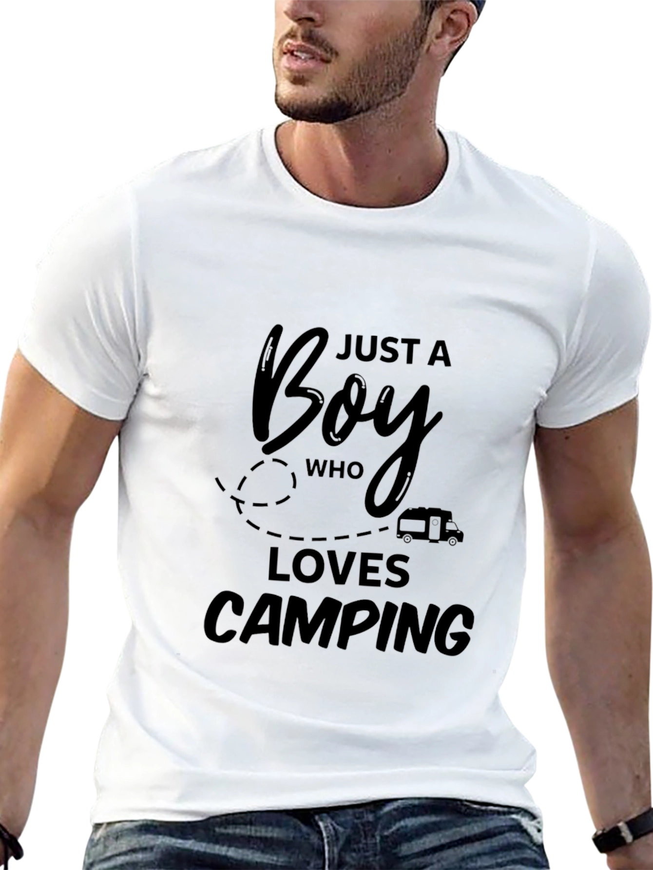 Boy Who Loves Camping Black T-Shirt