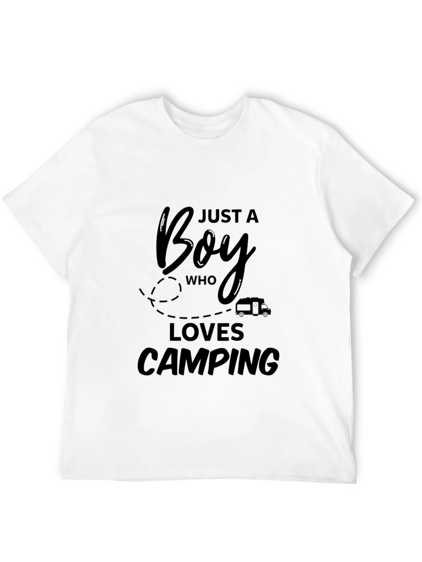 Boy Who Loves Camping Black T-Shirt