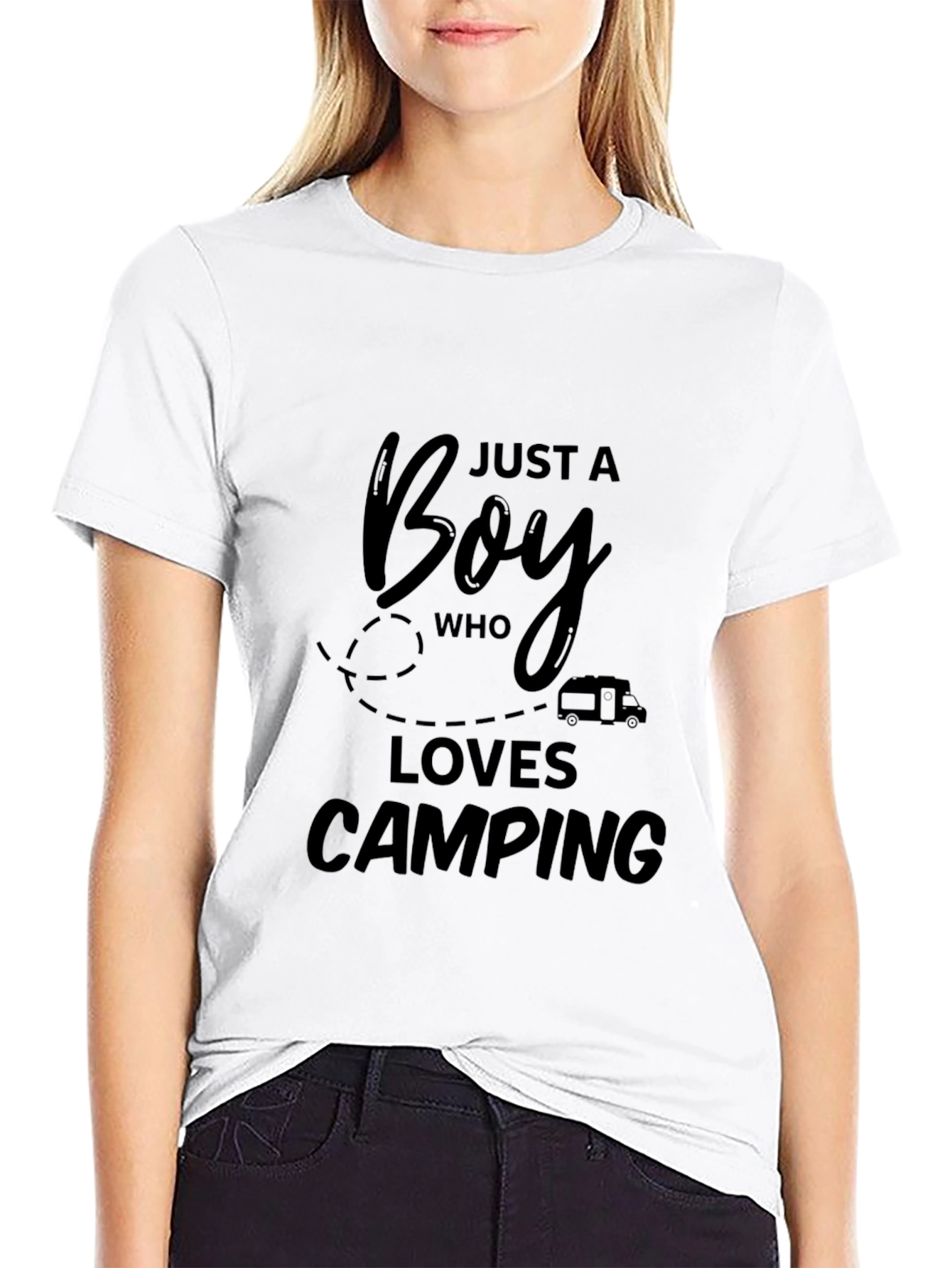 Boy Who Loves Camping Black T-Shirt
