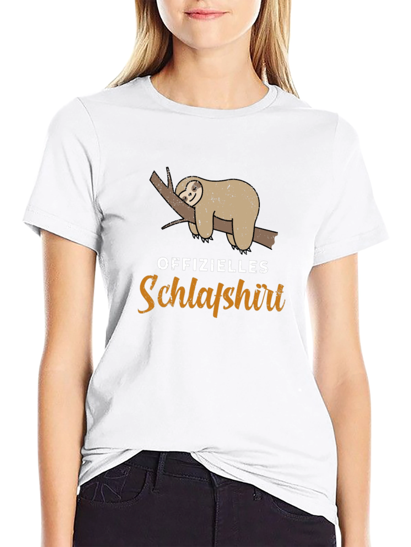 Mens Black Sloth Schlafshirt Sleep Shirt