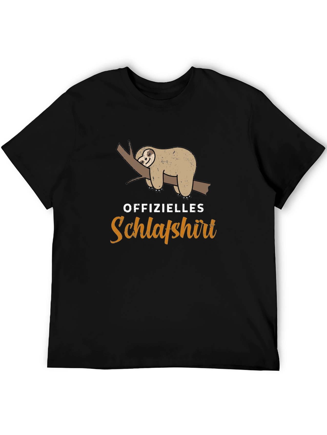 Mens Black Sloth Schlafshirt Sleep Shirt
