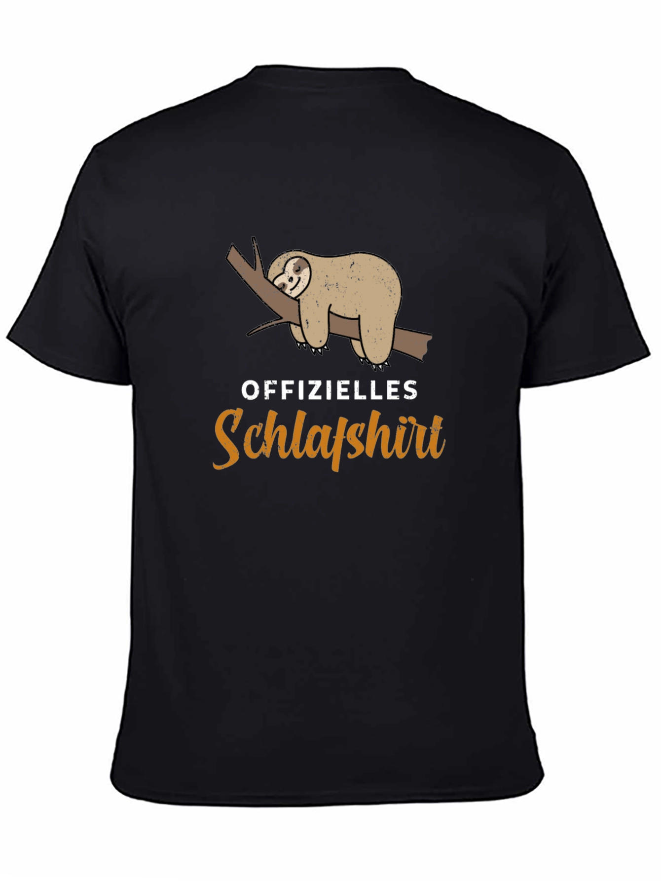 Mens Black Sloth Schlafshirt Sleep Shirt