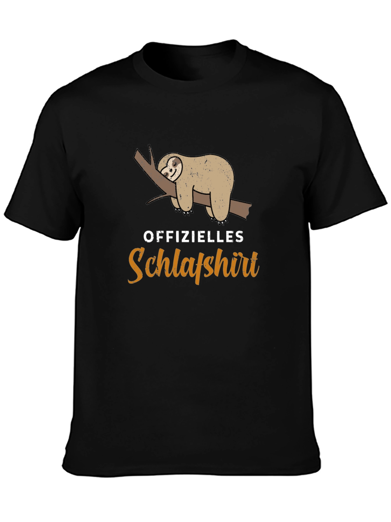 Mens Black Sloth Schlafshirt Sleep Shirt