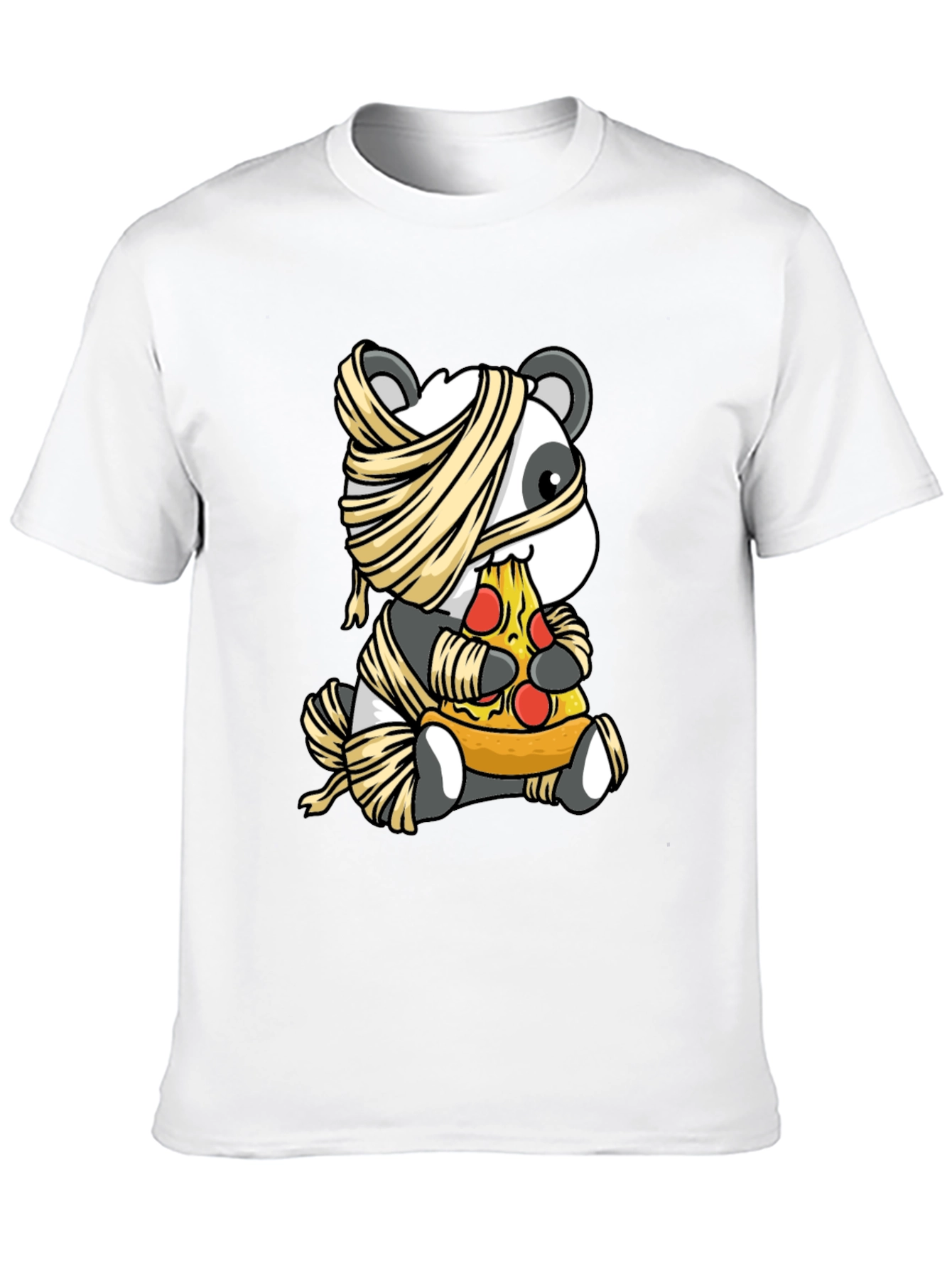 Mummy Panda Pizza T-Shirt - Halloween Fun