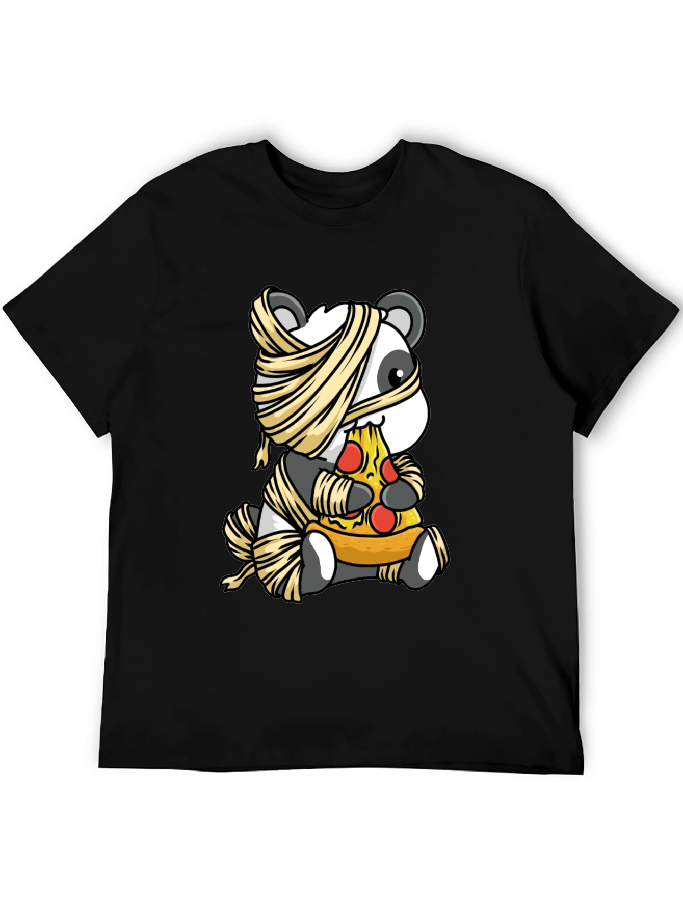 Mummy Panda Pizza T-Shirt - Halloween Fun