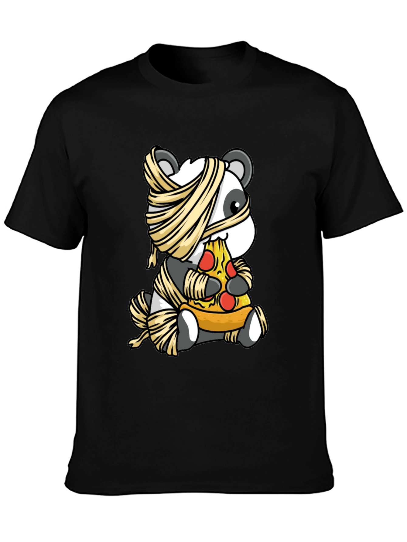 Mummy Panda Pizza T-Shirt - Halloween Fun
