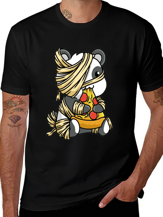 Mummy Panda Pizza T-Shirt - Halloween Fun