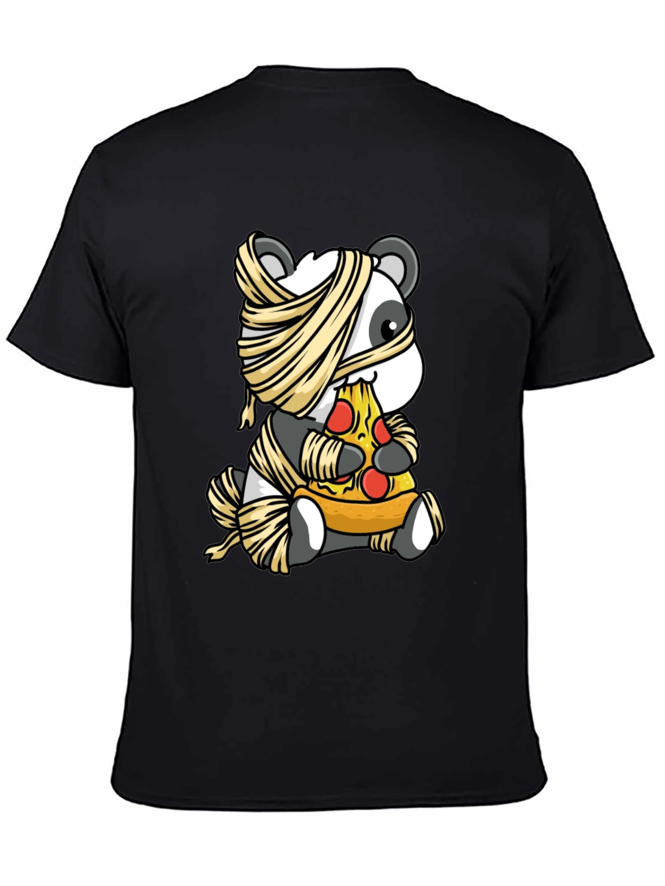 Mummy Panda Pizza T-Shirt - Halloween Fun