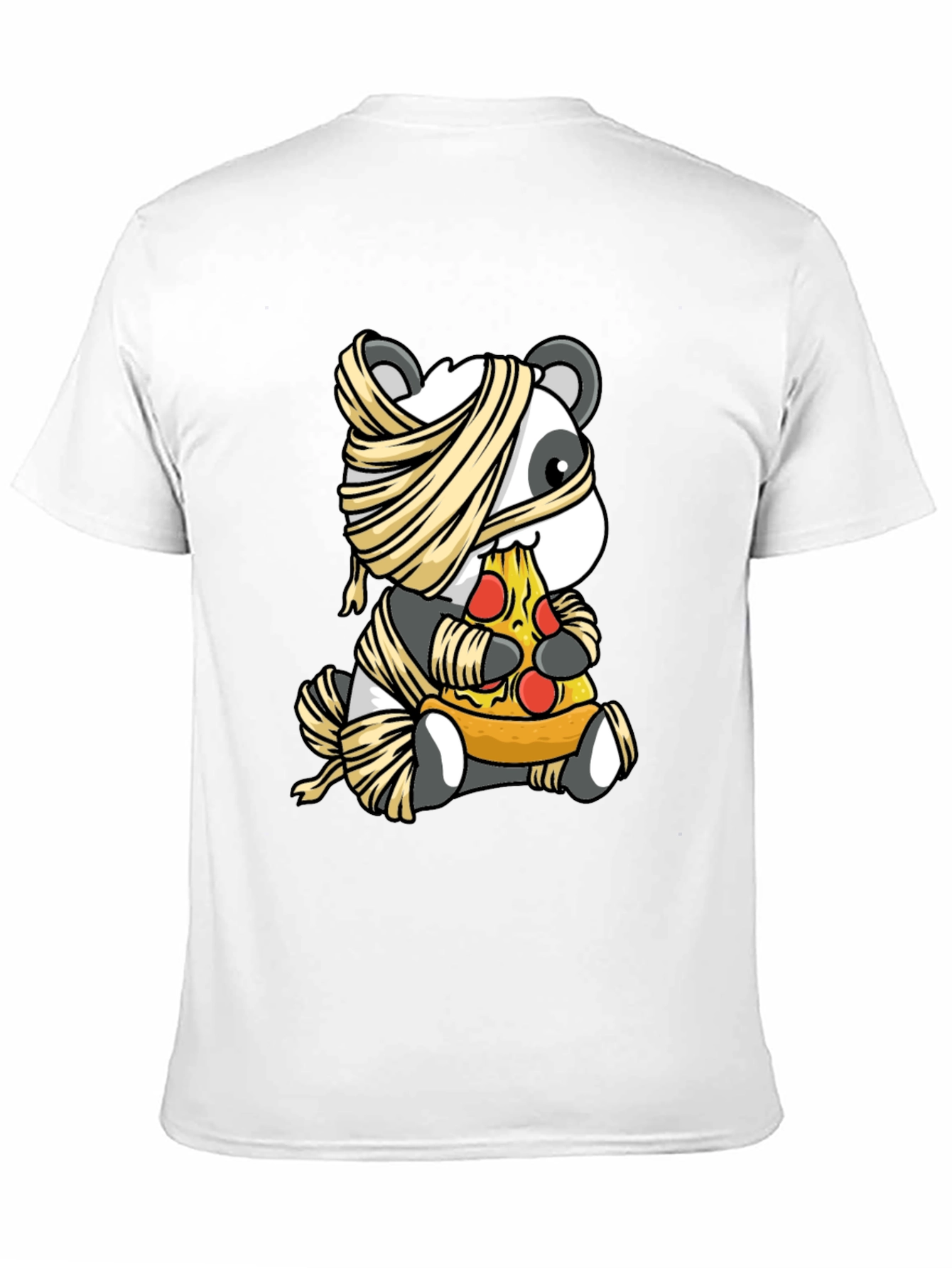 Mummy Panda Pizza T-Shirt - Halloween Fun