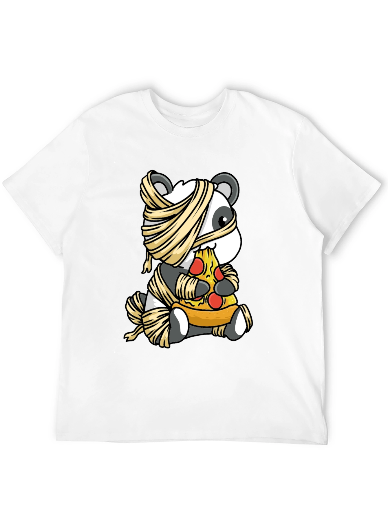 Mummy Panda Pizza T-Shirt - Halloween Fun