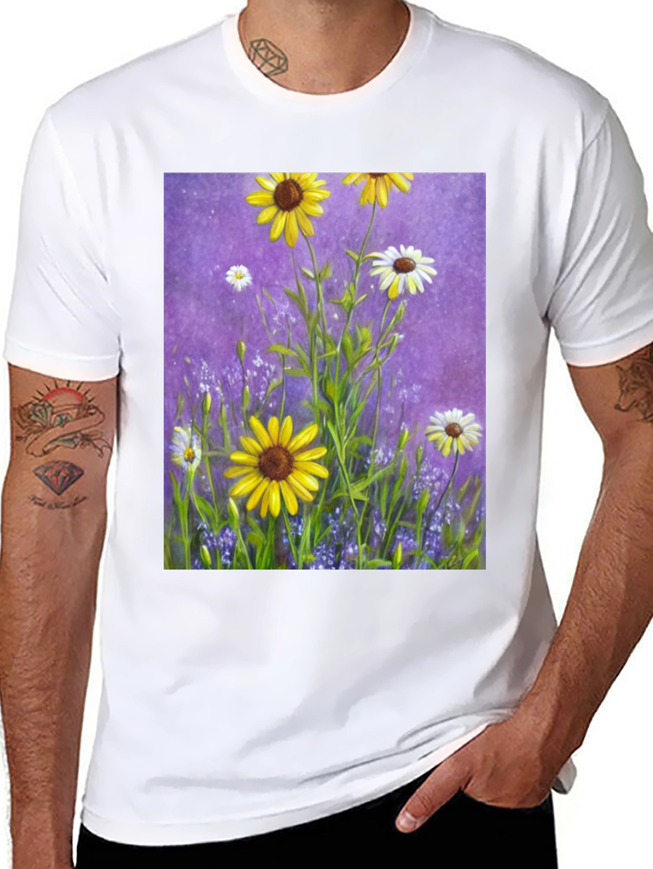 Floral Garden T-Shirt: Vibrant Sunflower Meadow Design
