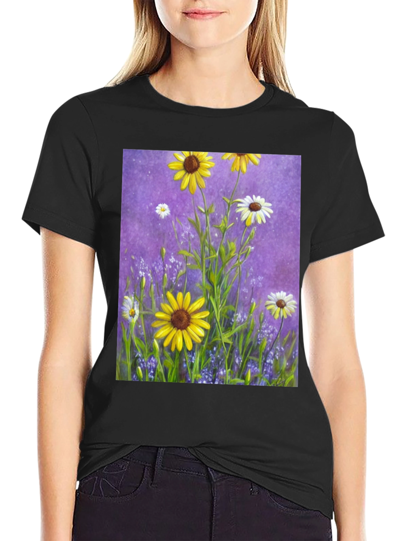 Floral Garden T-Shirt: Vibrant Sunflower Meadow Design